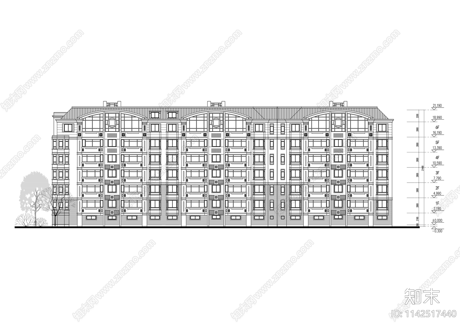 住宅楼及沿街店面建筑cad施工图下载【ID:1142517440】