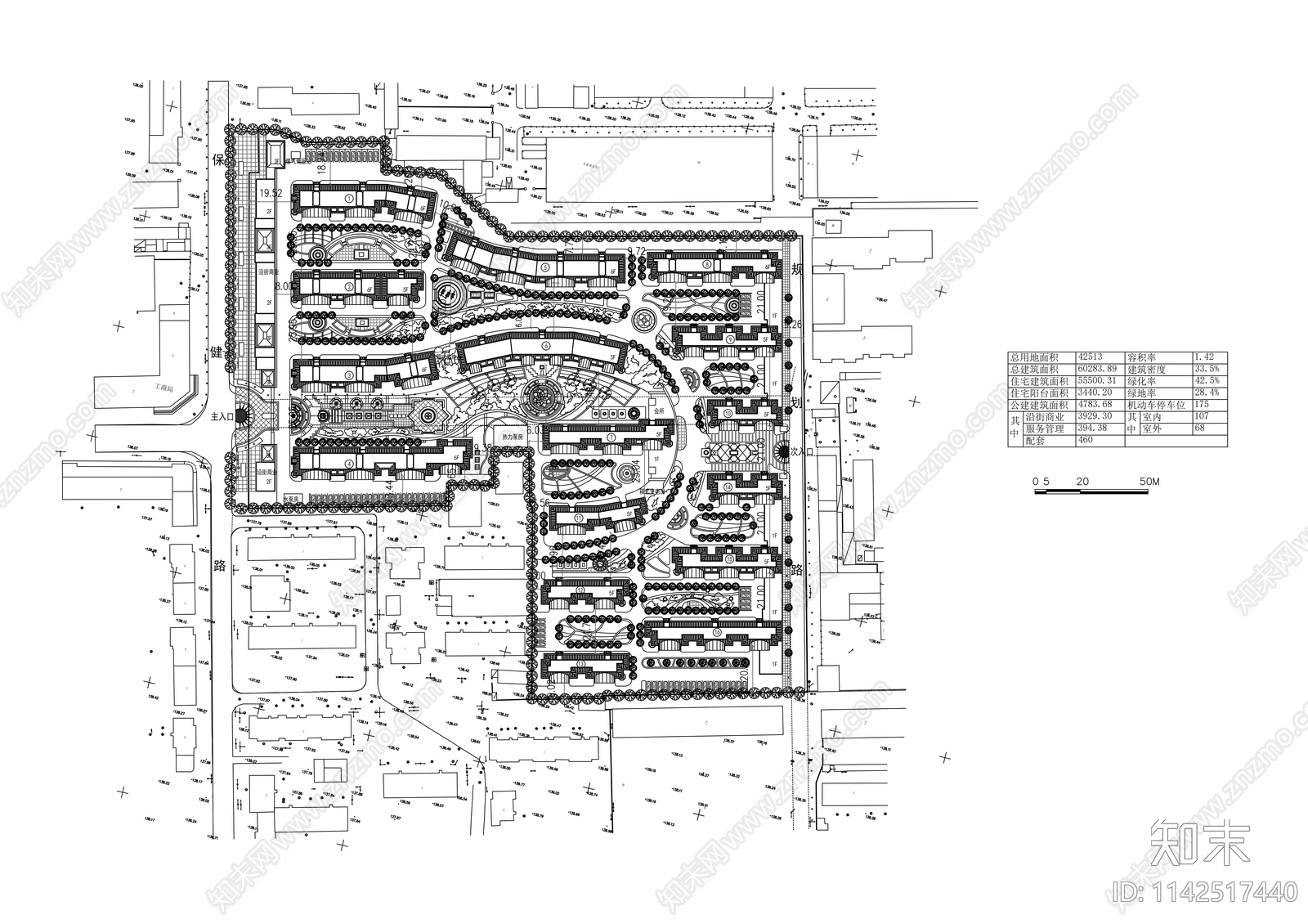 住宅楼及沿街店面建筑cad施工图下载【ID:1142517440】