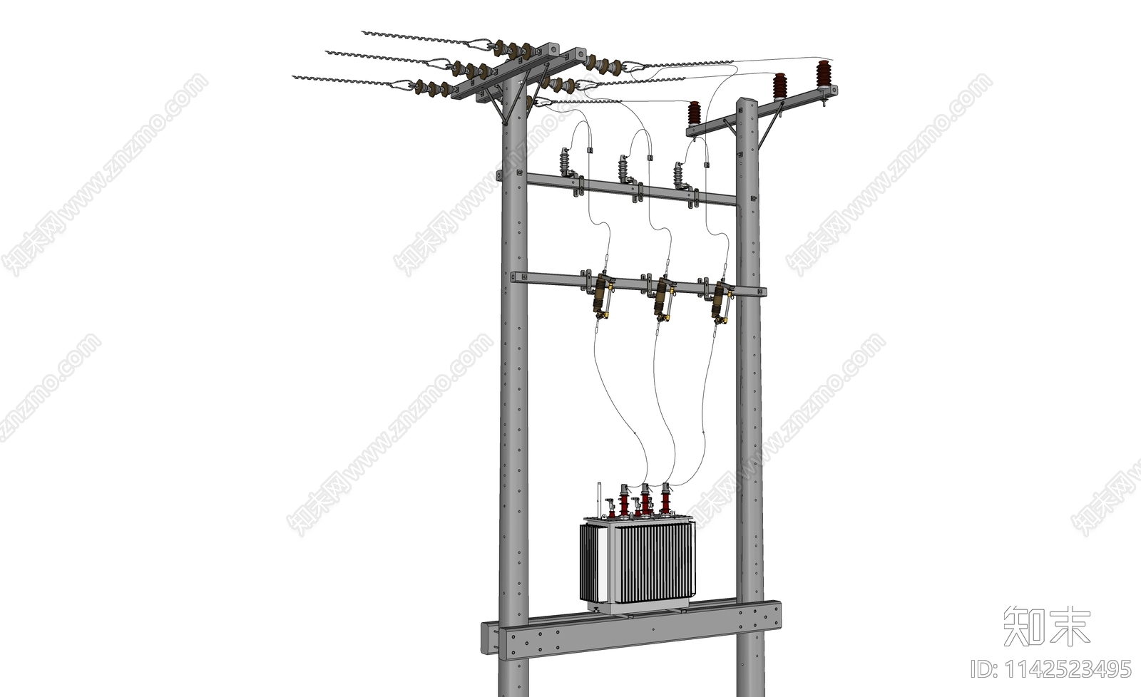 电线杆变压器SU模型下载【ID:1142523495】