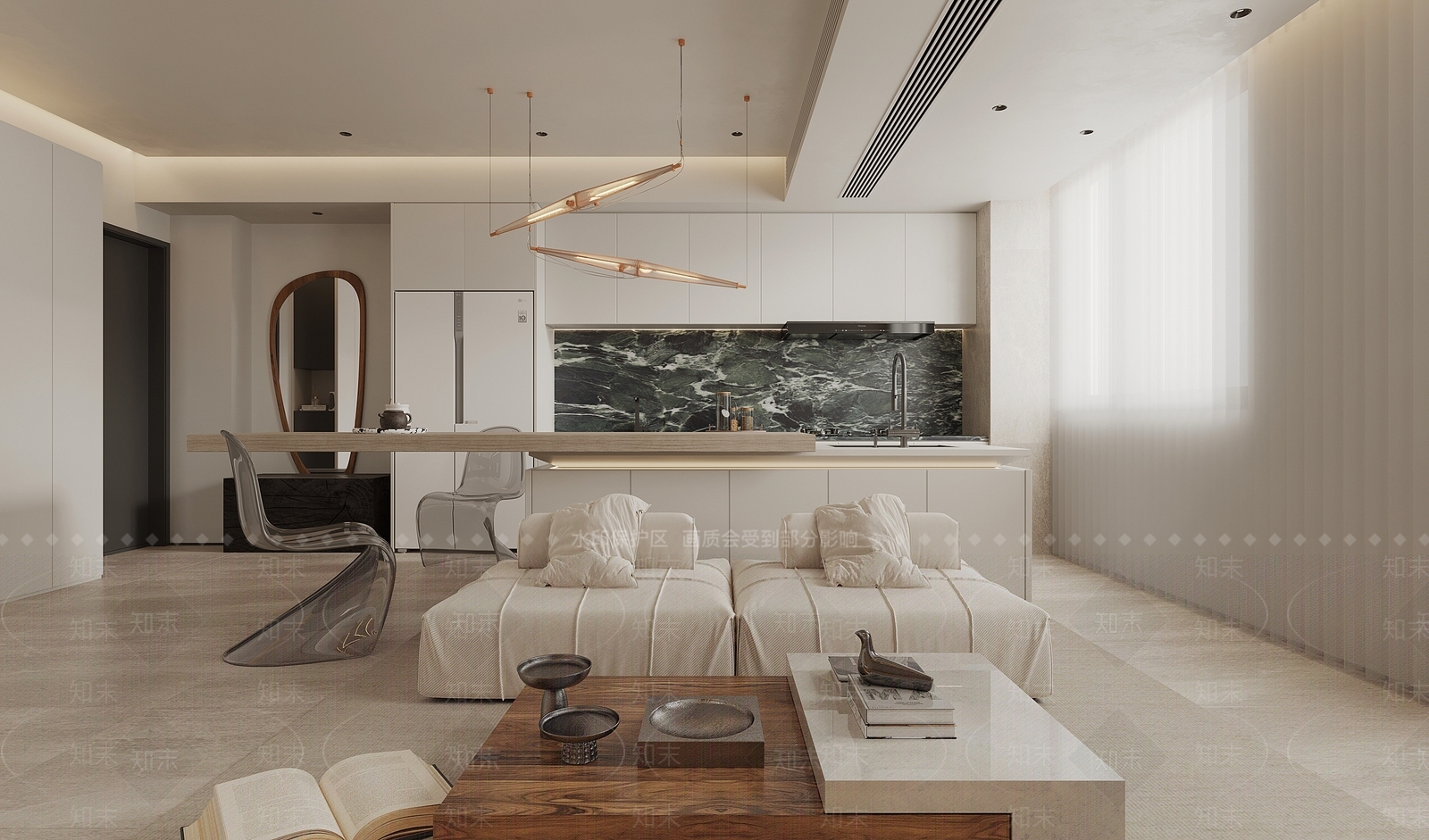 现代loft公寓客餐厅3D模型下载【ID:1142524143】