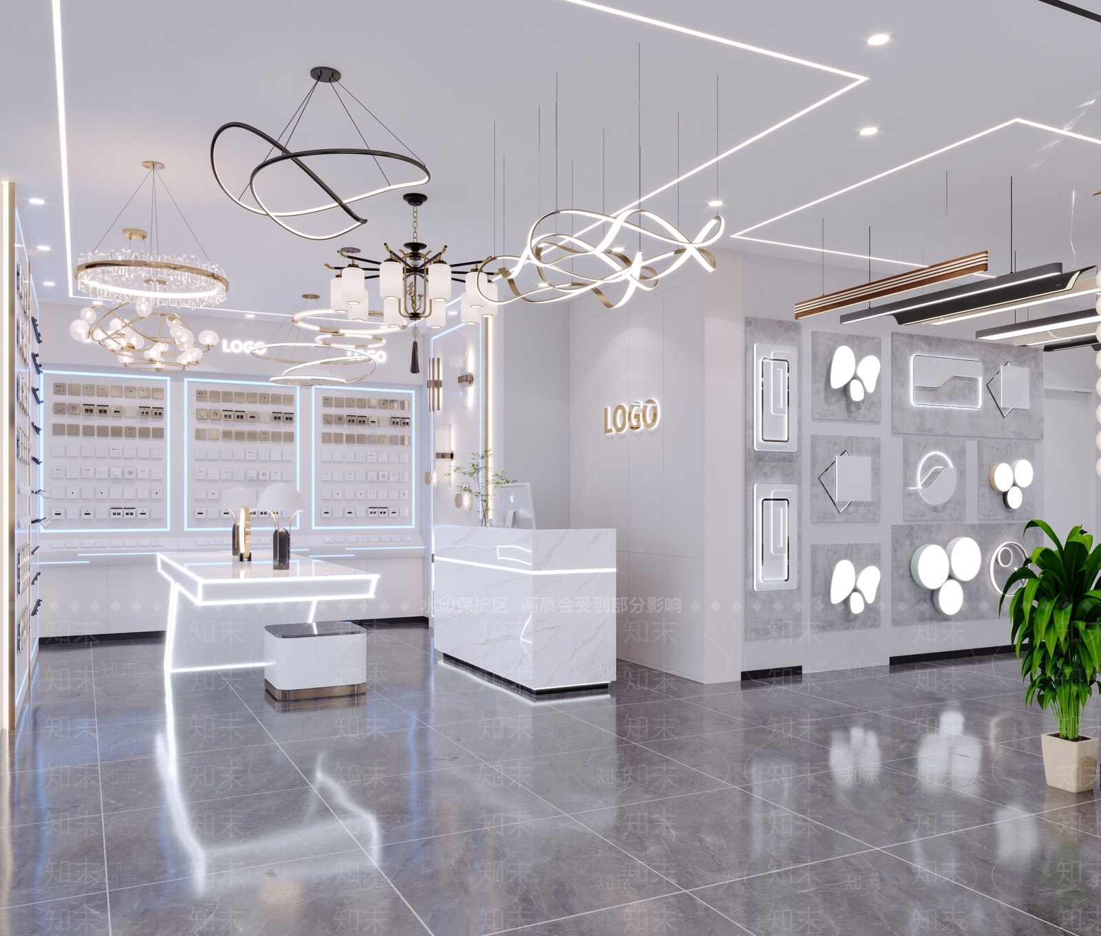 现代灯具展厅3D模型下载【ID:1142527005】