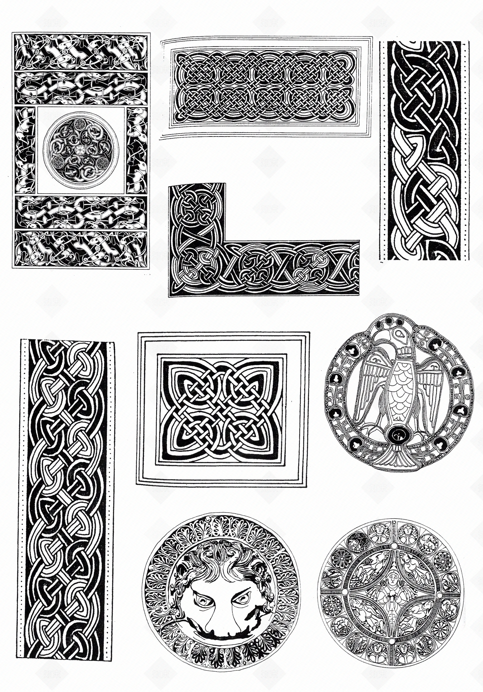 罗马花纹非洲壁画遮罩黑白凹凸贴图下载【ID:1142525819】