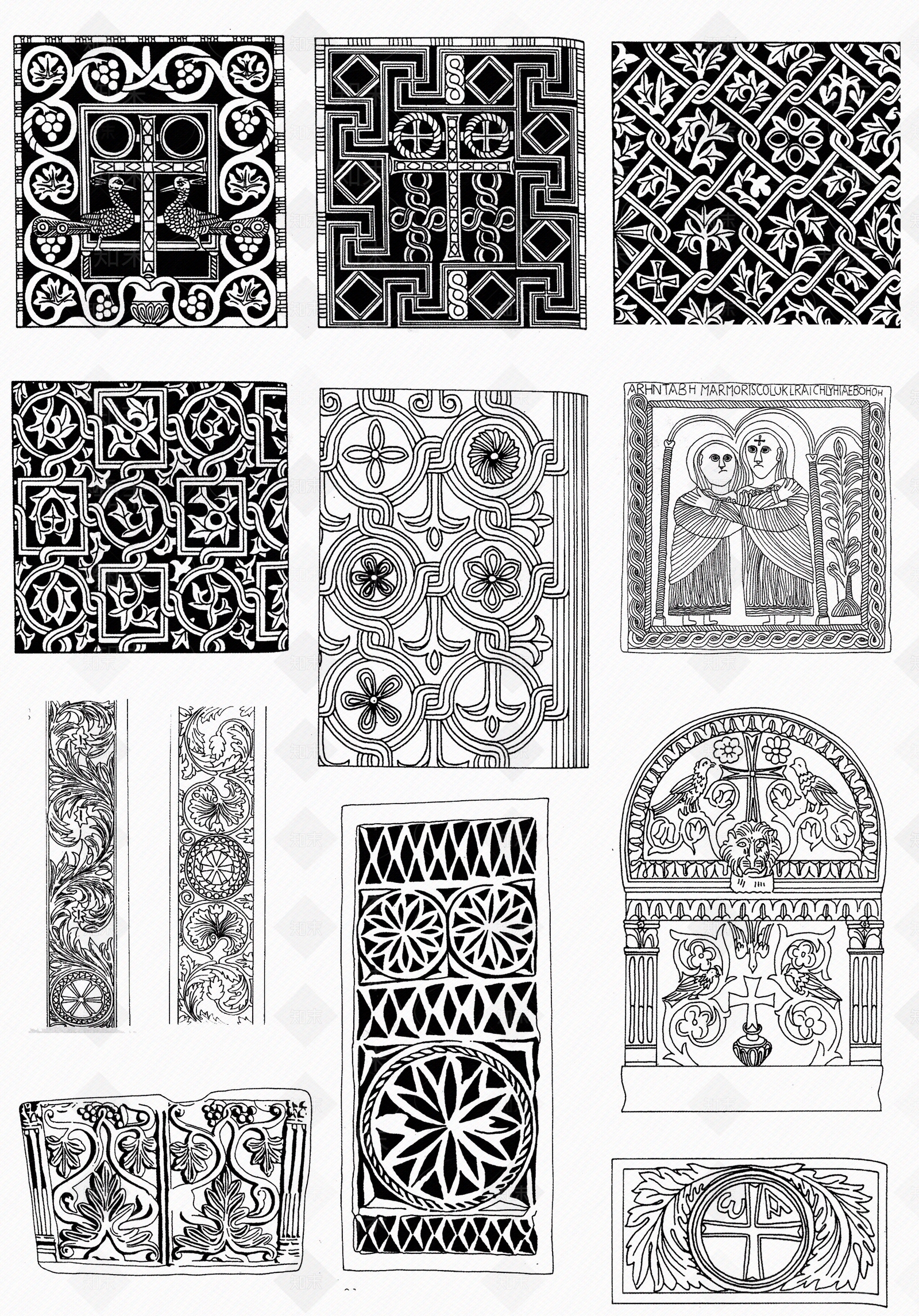 罗马窗花非洲壁画遮罩黑白凹凸贴图下载【ID:1142526037】