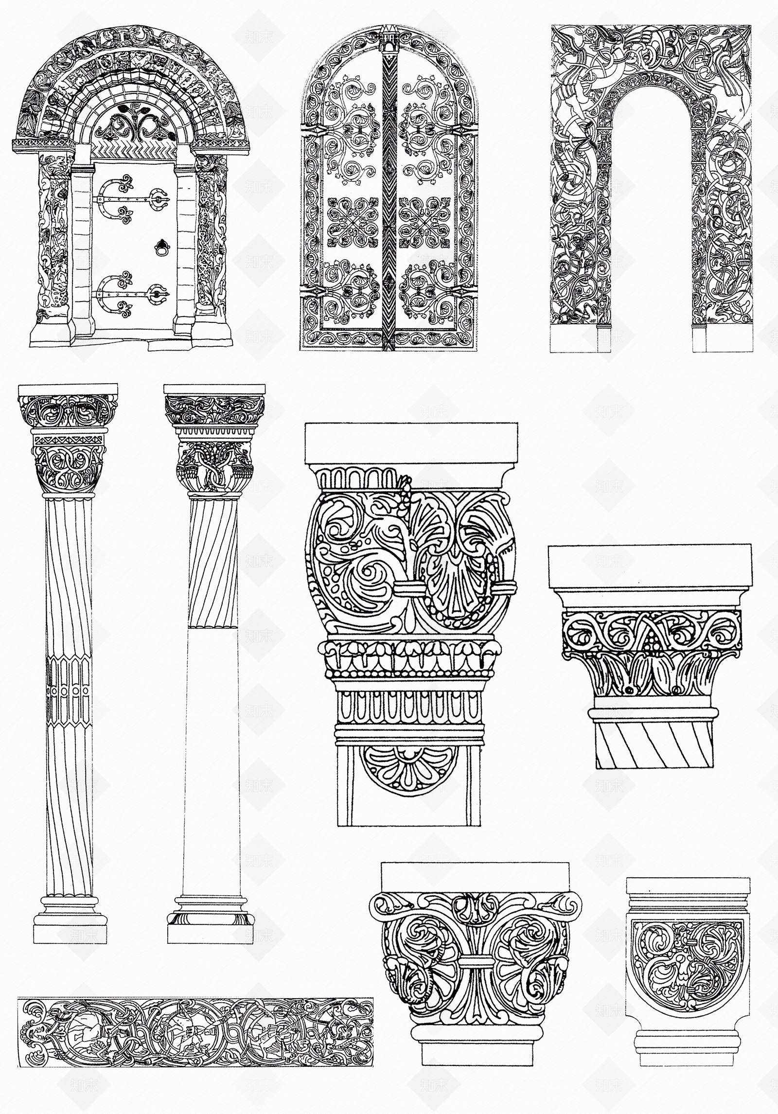 建筑门柱欧洲非洲壁画遮罩贴图下载【ID:1142526726】