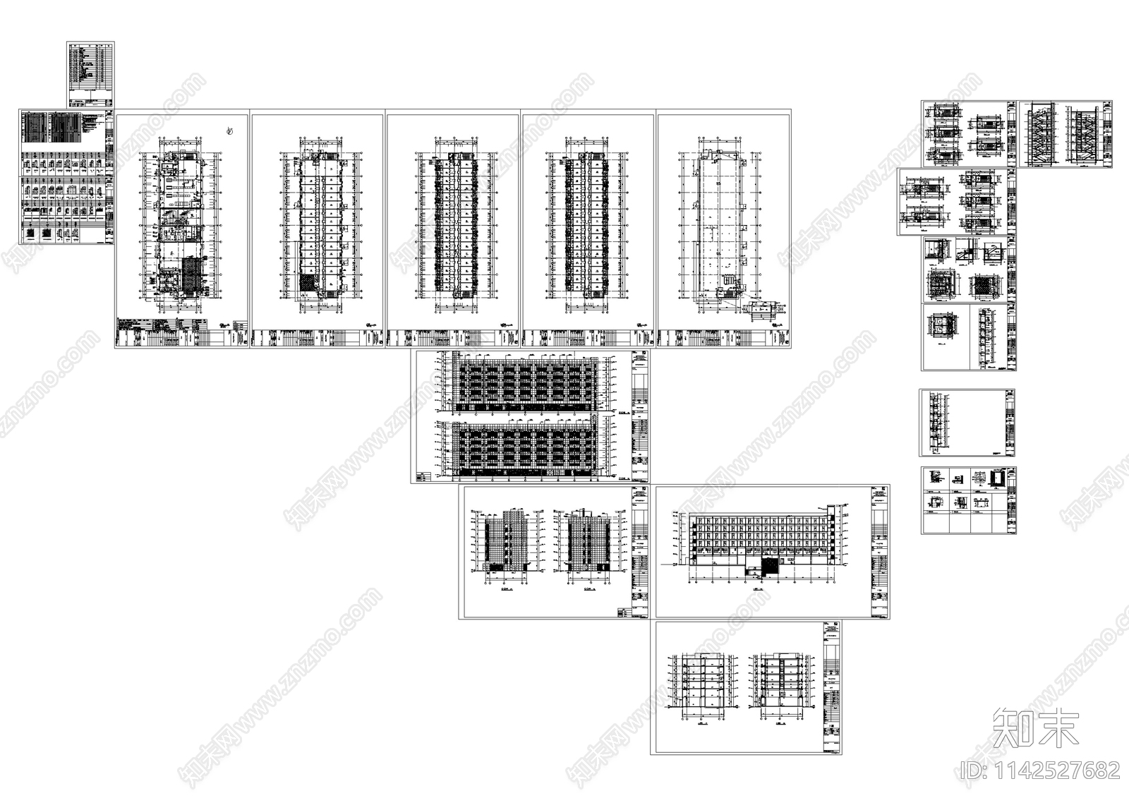 物流园区综合楼建筑cad施工图下载【ID:1142527682】