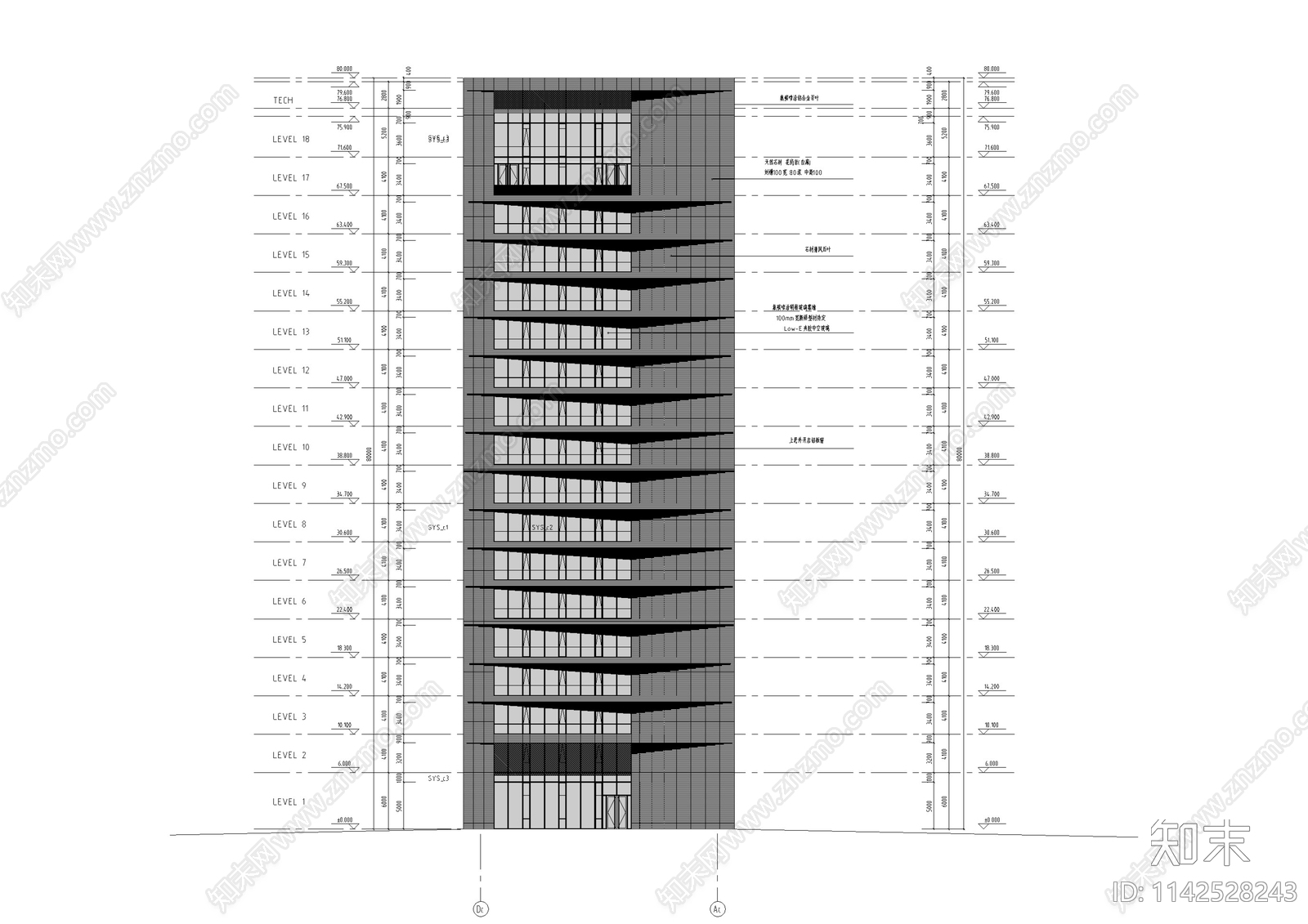 高层厂房建筑cad施工图下载【ID:1142528243】