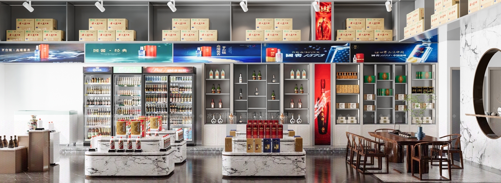 新中式烟酒店SU模型下载【ID:1142528559】