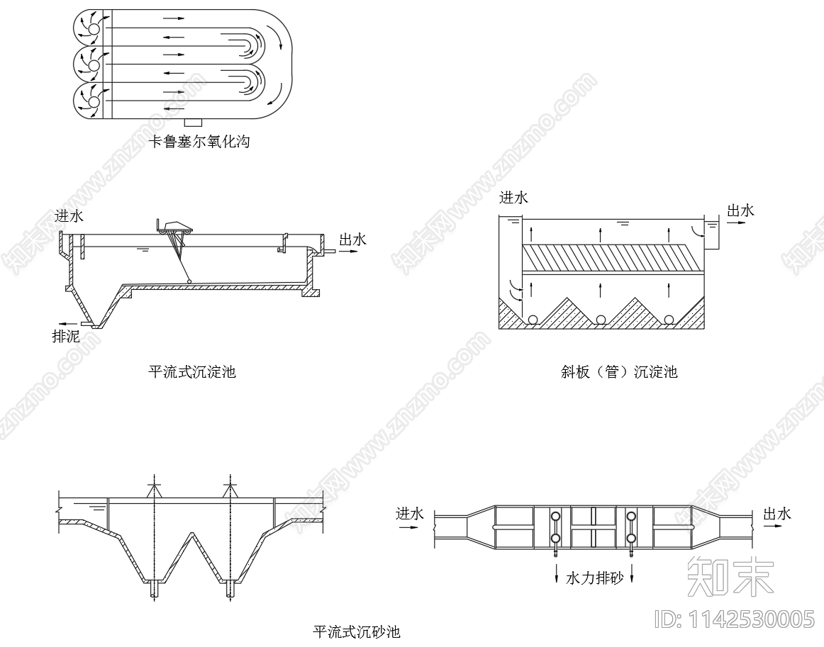 各种水处理建筑物大样cad施工图下载【ID:1142530005】