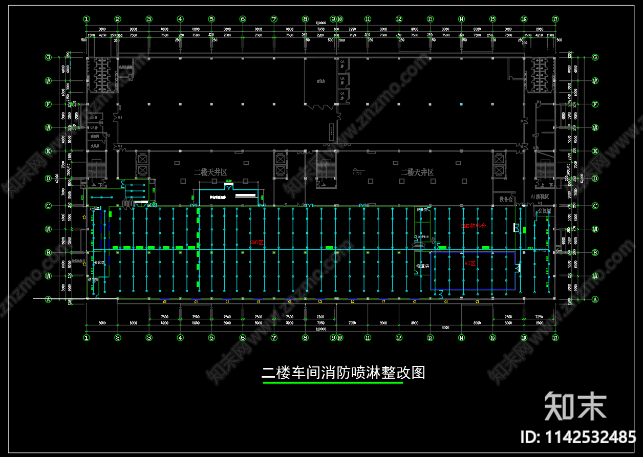 SMT无尘车间装修空调电气cad施工图下载【ID:1142532485】