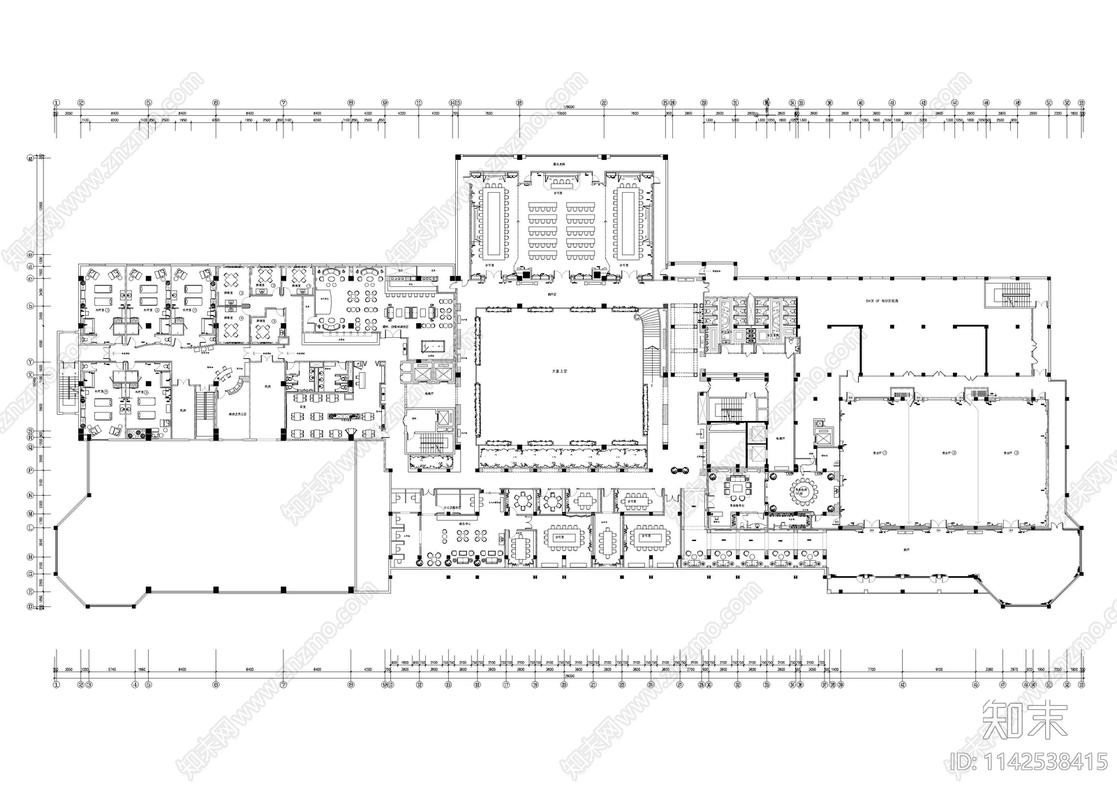 酒店会议中心休闲中心平面图施工图下载【ID:1142538415】