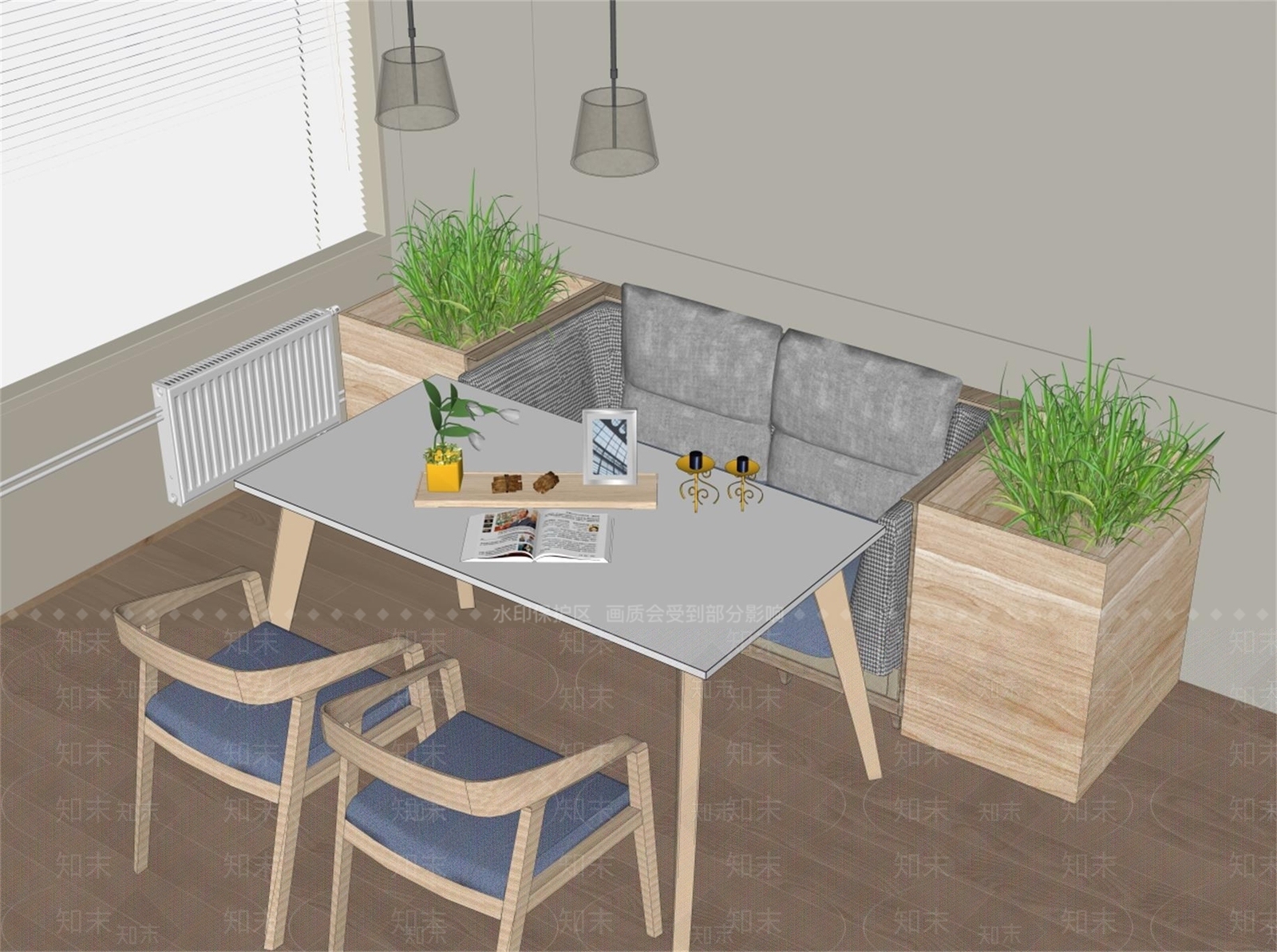现代卡座沙发SU模型下载【ID:1142540523】