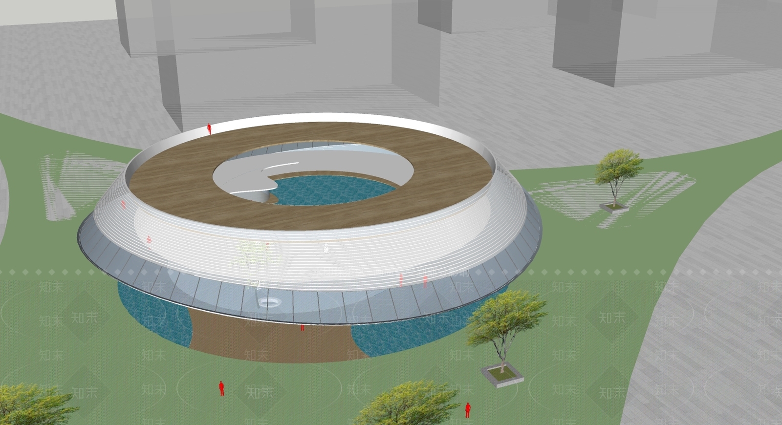 现代展览馆建筑SU模型下载【ID:1142540839】
