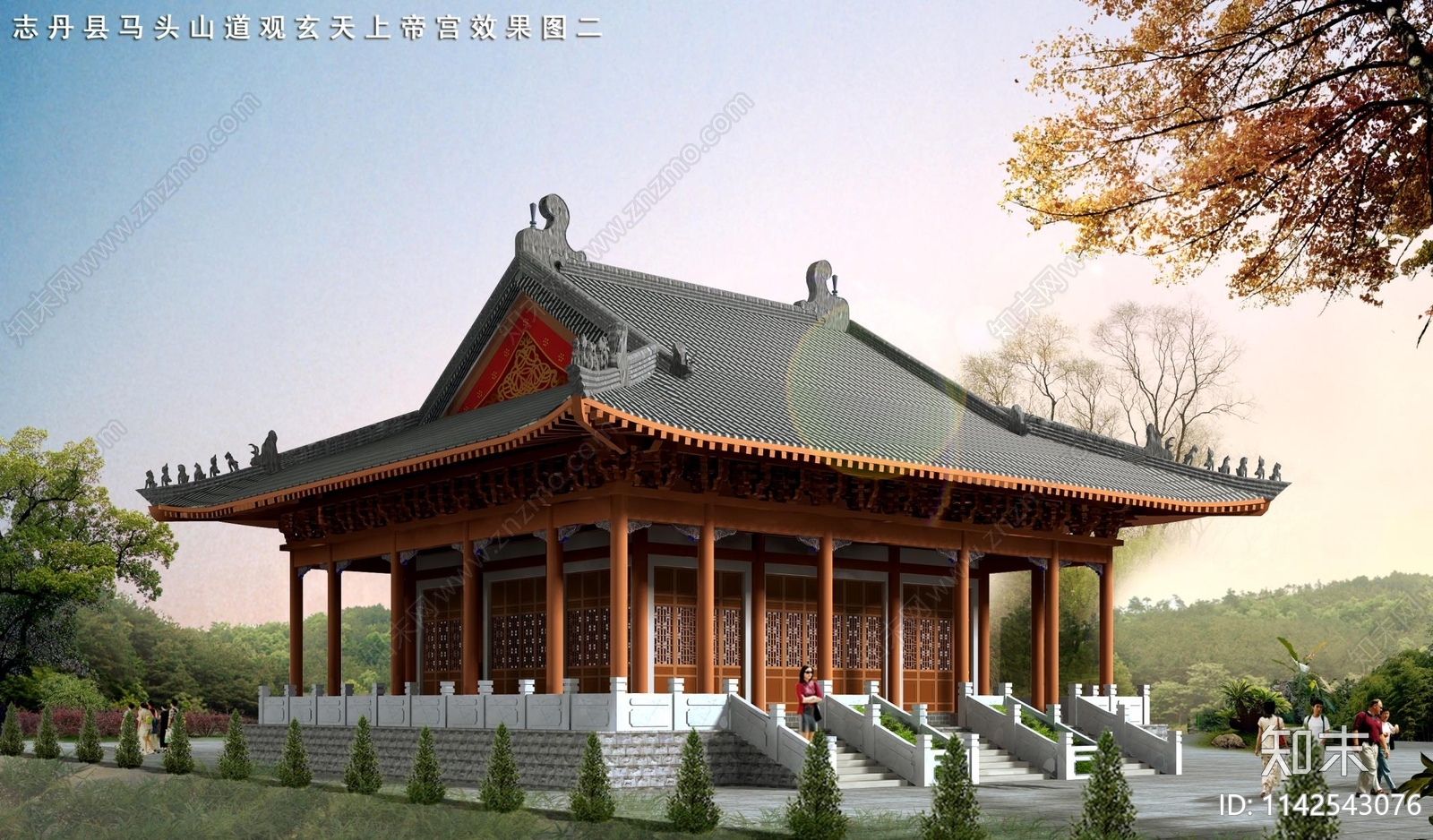 陕西马头山道观建筑cad施工图下载【ID:1142543076】