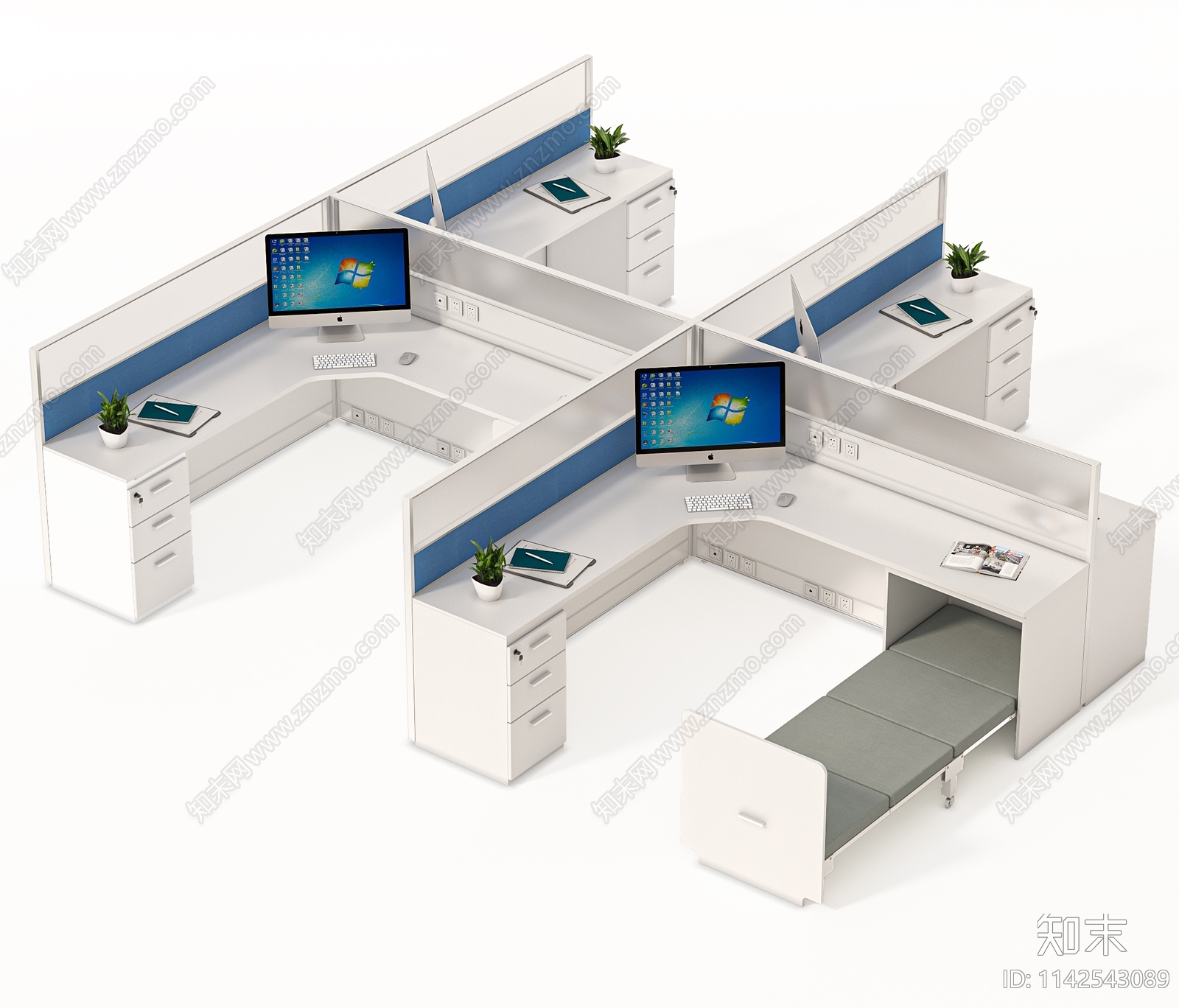 现代办公桌3D模型下载【ID:1142543089】