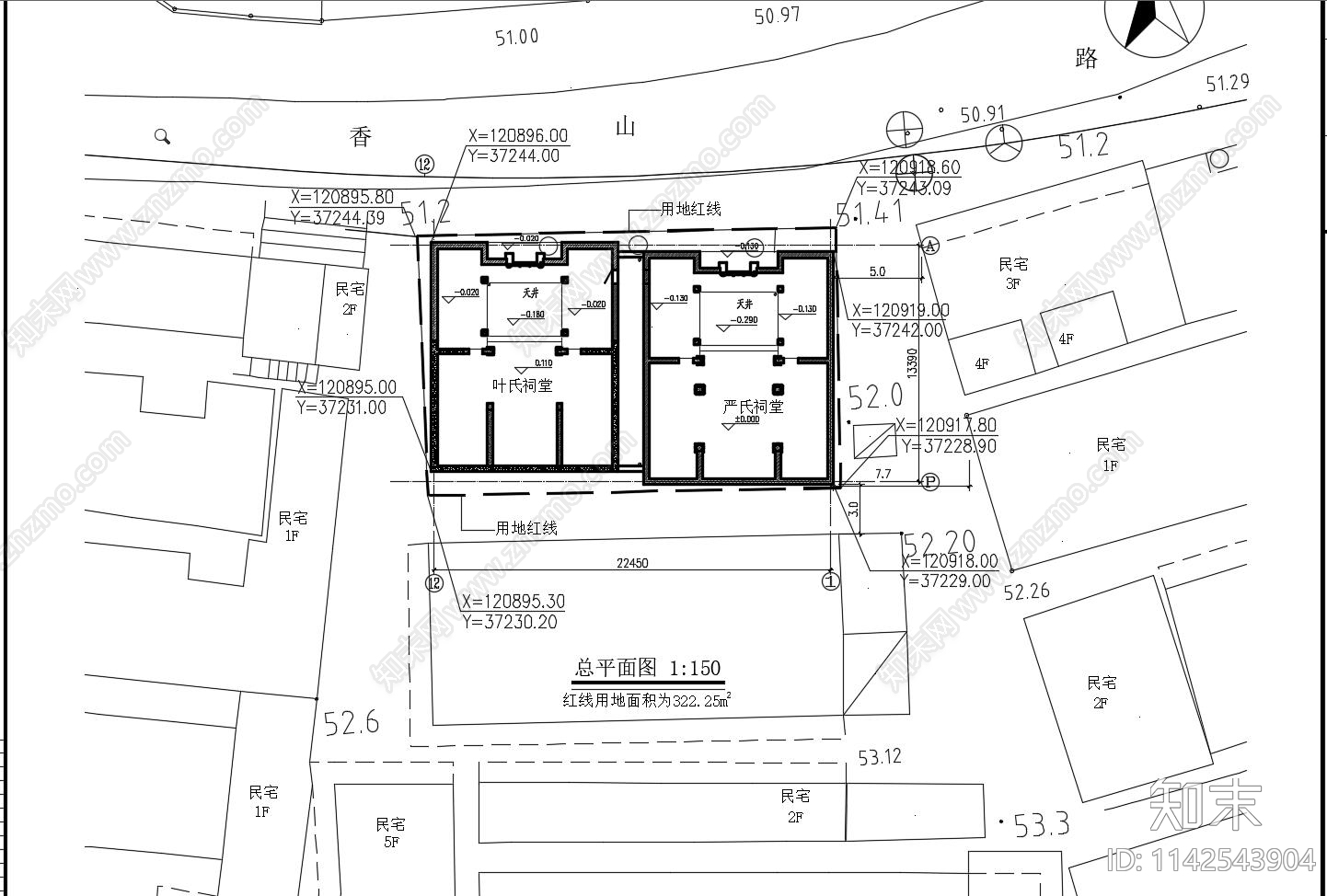 广东平湖纪念馆仿古建筑cad施工图下载【ID:1142543904】