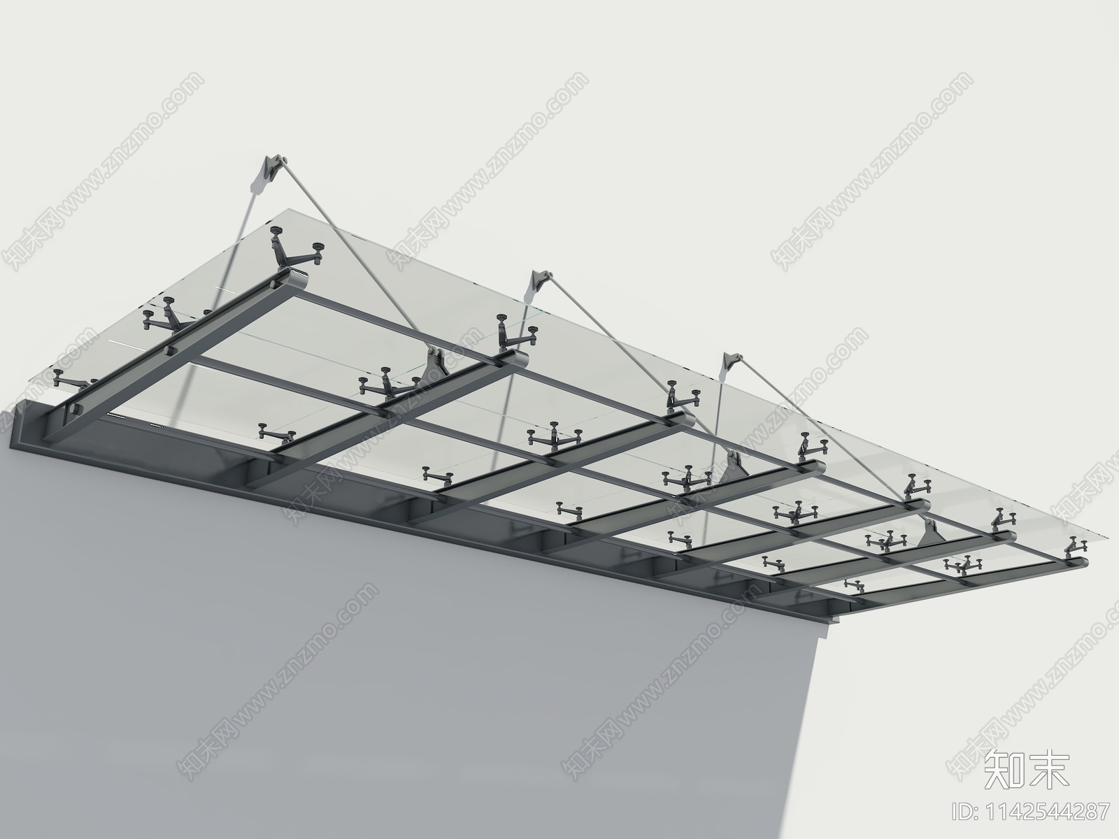 现代玻璃雨棚3D模型下载【ID:1142544287】