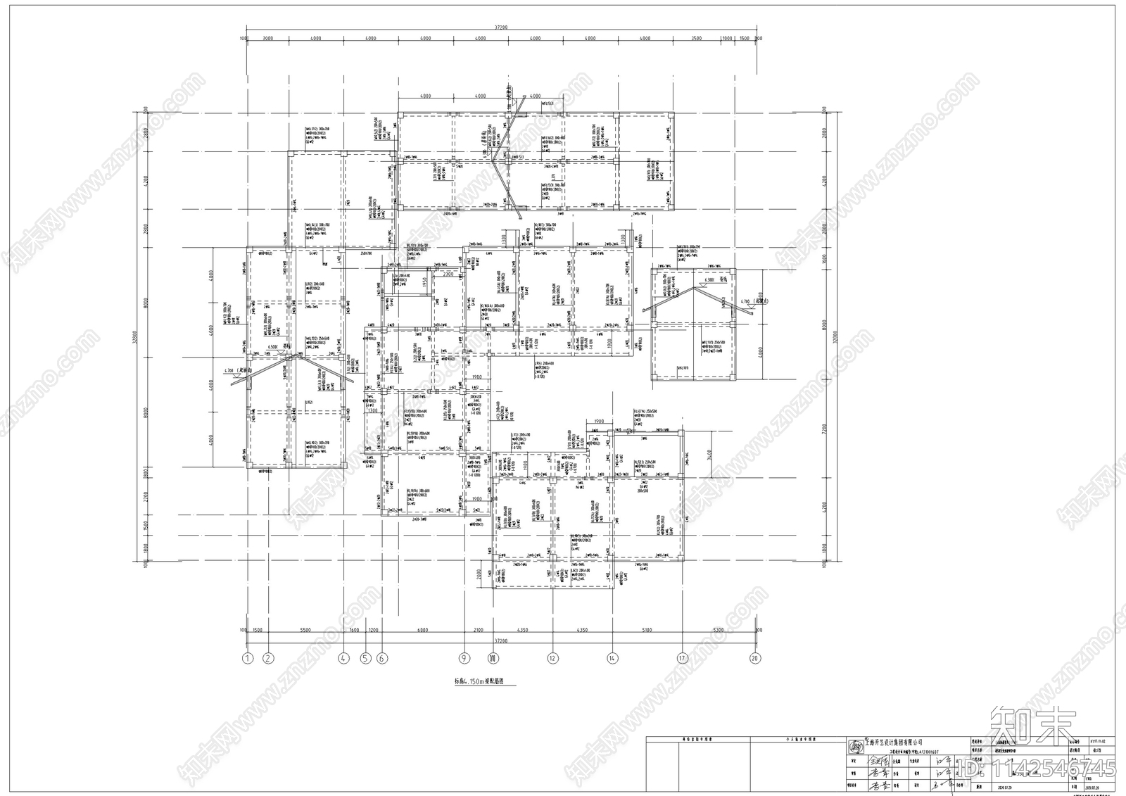 中式仿古建筑结构cad施工图下载【ID:1142546745】