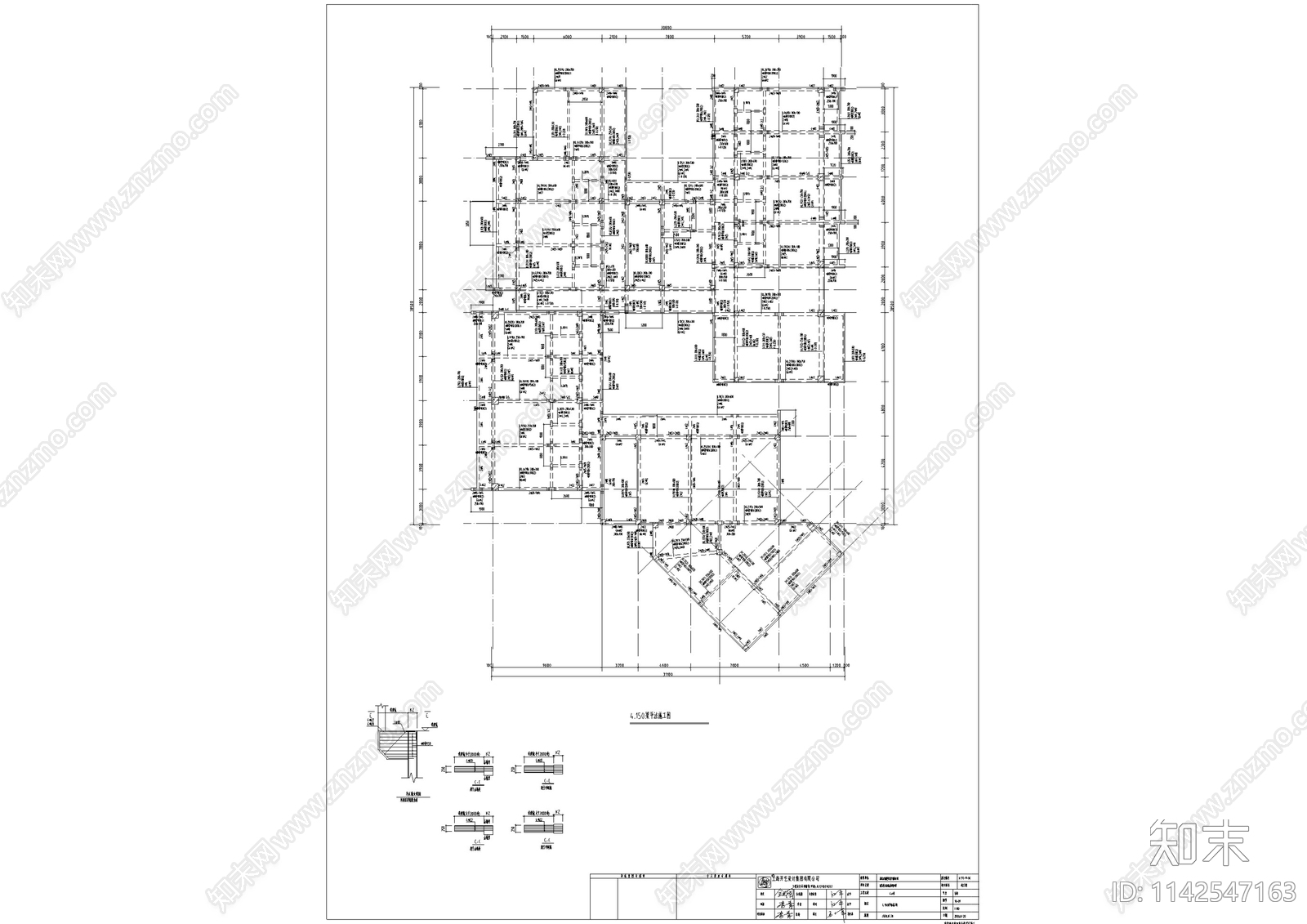 中式仿古建筑结构cad施工图下载【ID:1142547163】