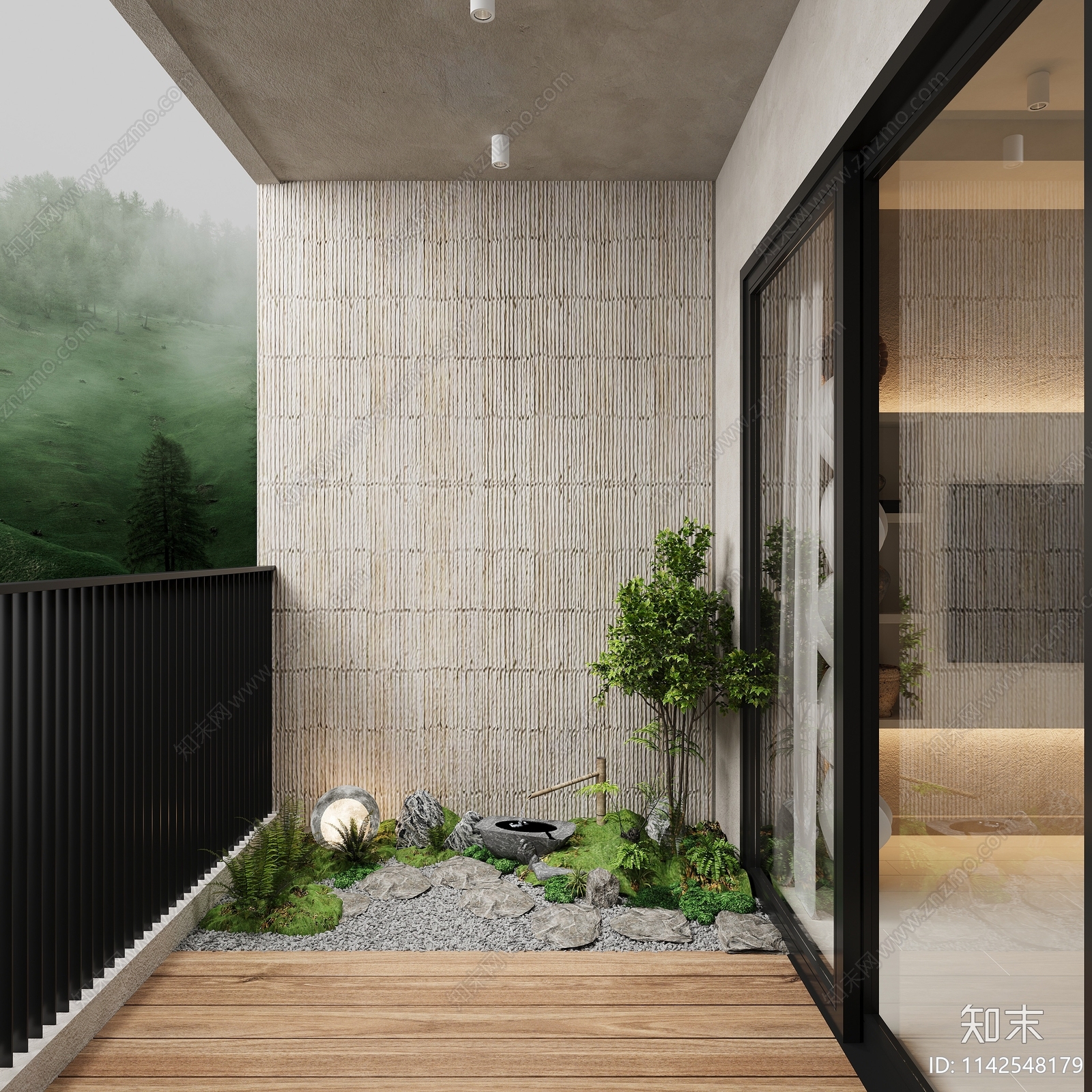 现代阳台景观造景3D模型下载【ID:1142548179】_知末3d模型网