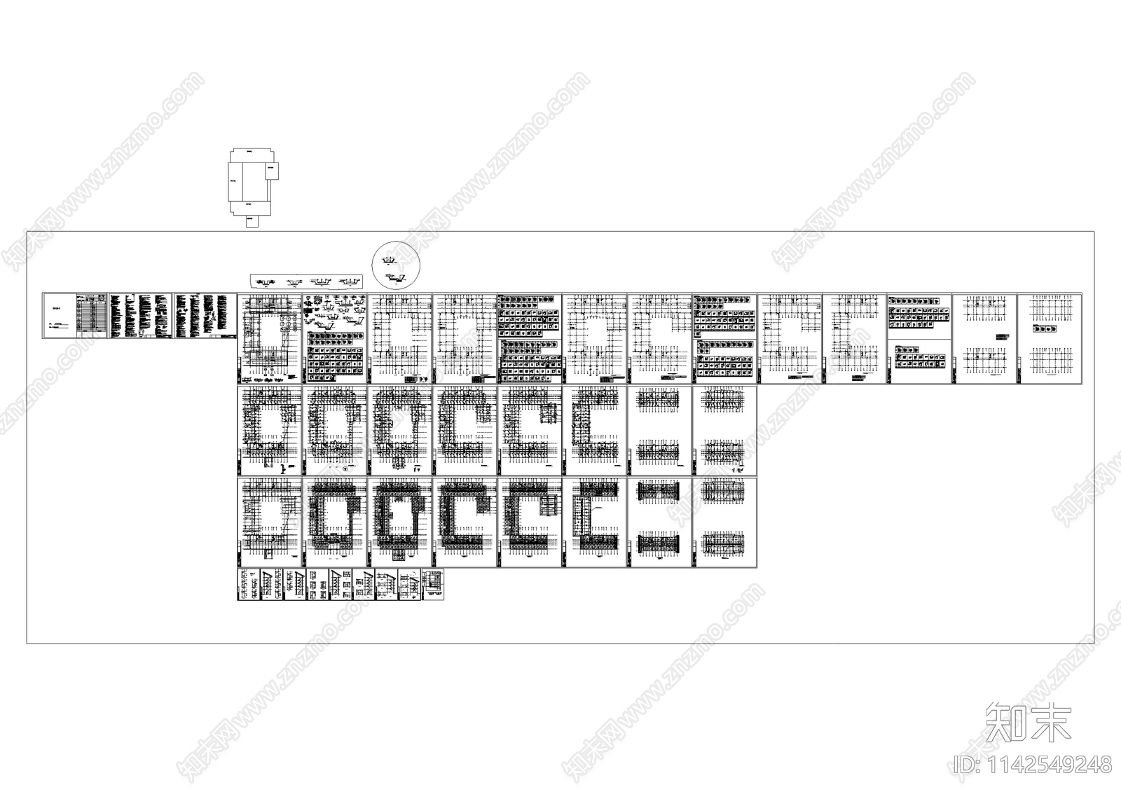 中式仿古建筑结构cad施工图下载【ID:1142549248】