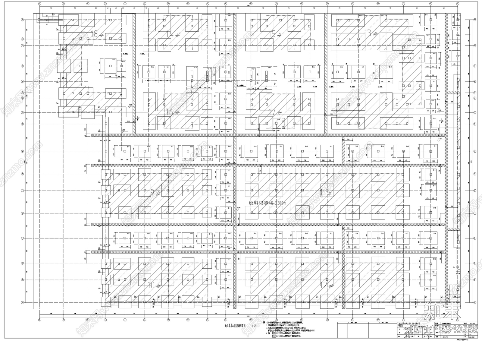 步行街区地下车库结构cad施工图下载【ID:1142549556】