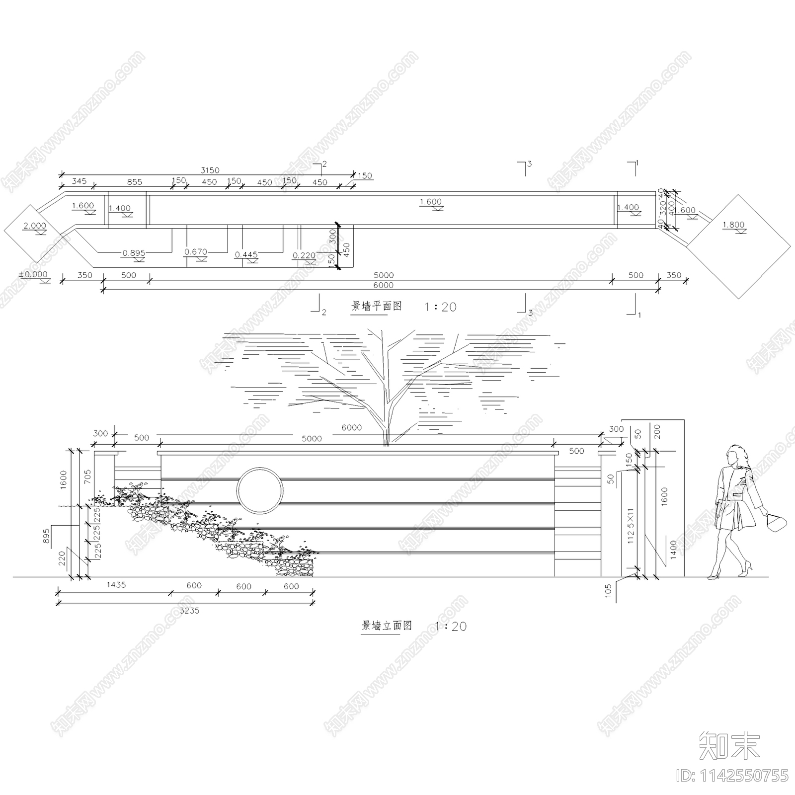 园林景观特色造型景墙9套施工图下载【ID:1142550755】