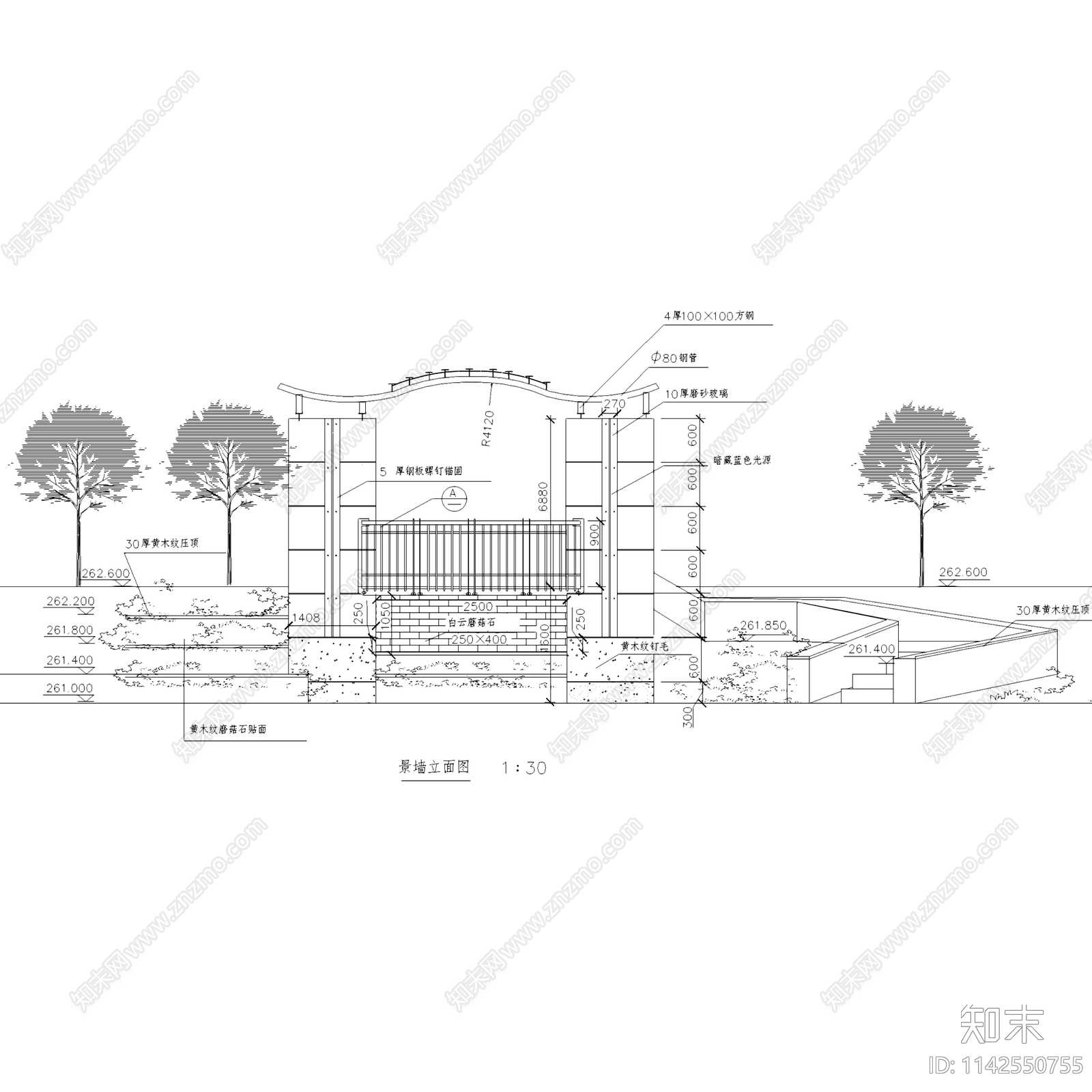 园林景观特色造型景墙9套施工图下载【ID:1142550755】