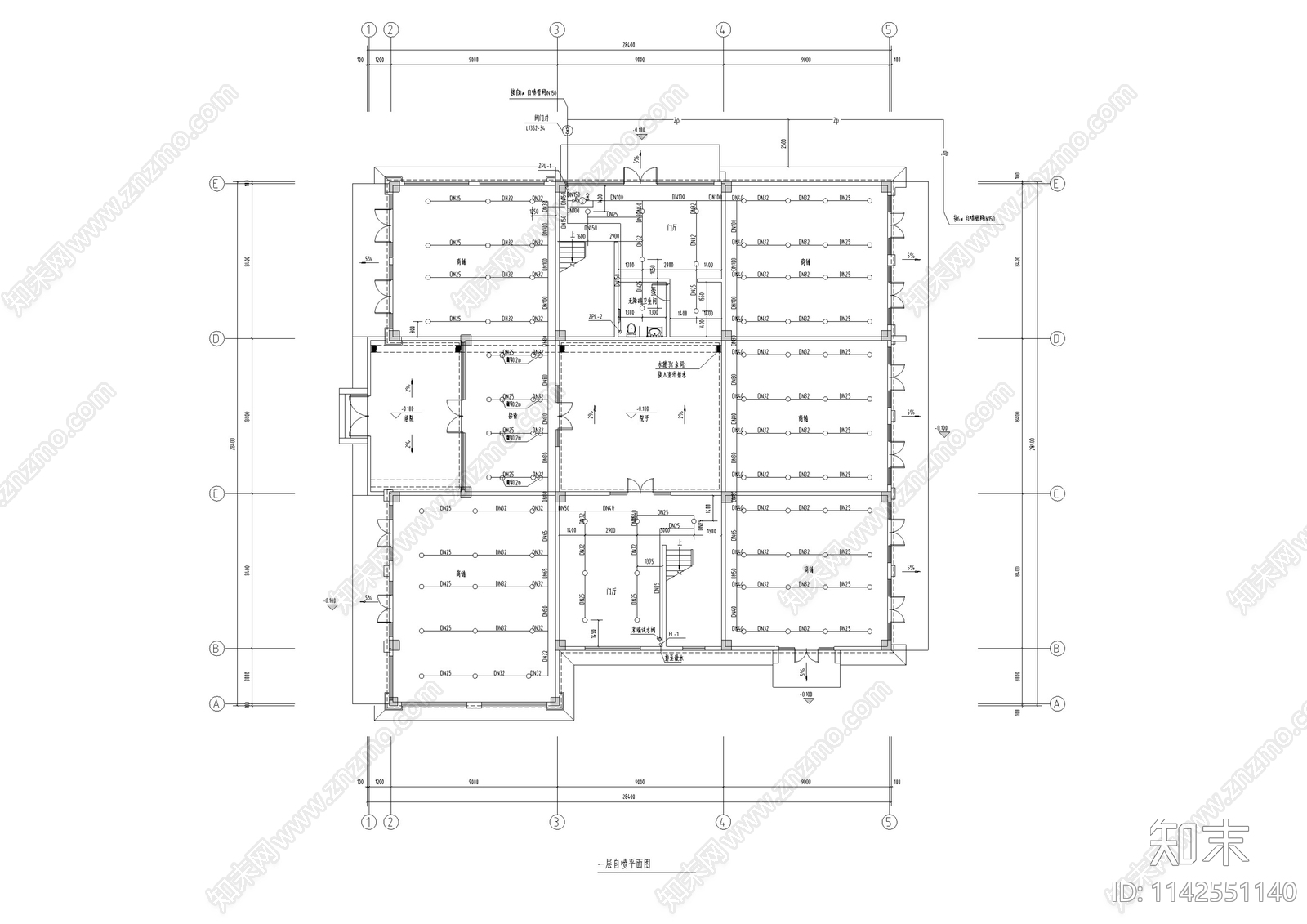 中式仿古建筑给排水cad施工图下载【ID:1142551140】