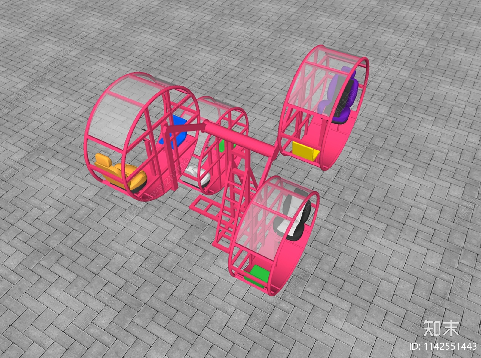 无动力游乐设备无动力摩天轮SU模型下载【ID:1142551443】