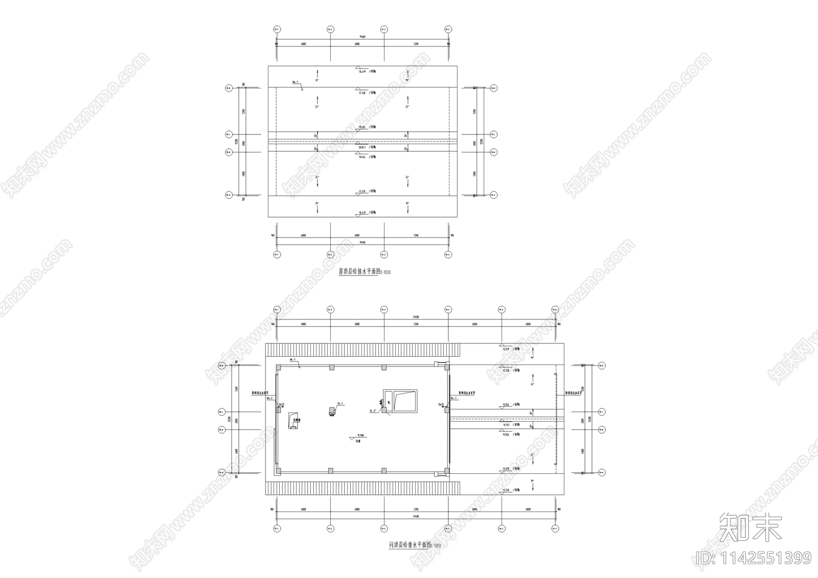 中式仿古建筑给排水cad施工图下载【ID:1142551399】
