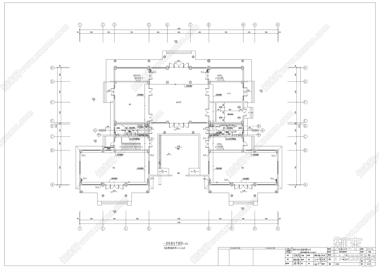 中式仿古建筑给排水cad施工图下载【ID:1142551943】