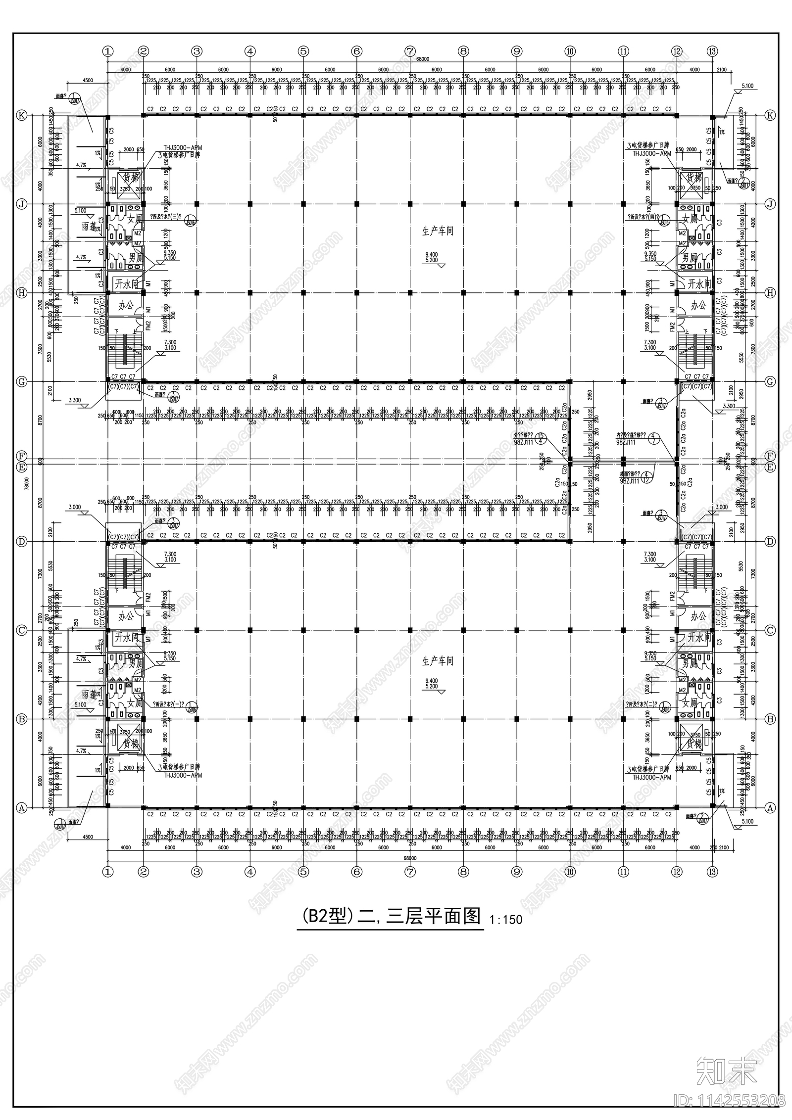 标准厂房建筑cad施工图下载【ID:1142553208】