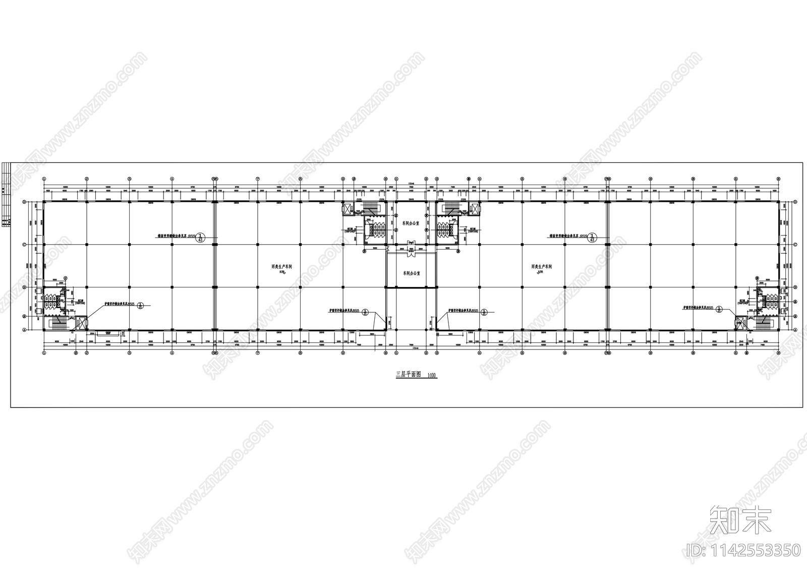 丙类厂房建筑cad施工图下载【ID:1142553350】