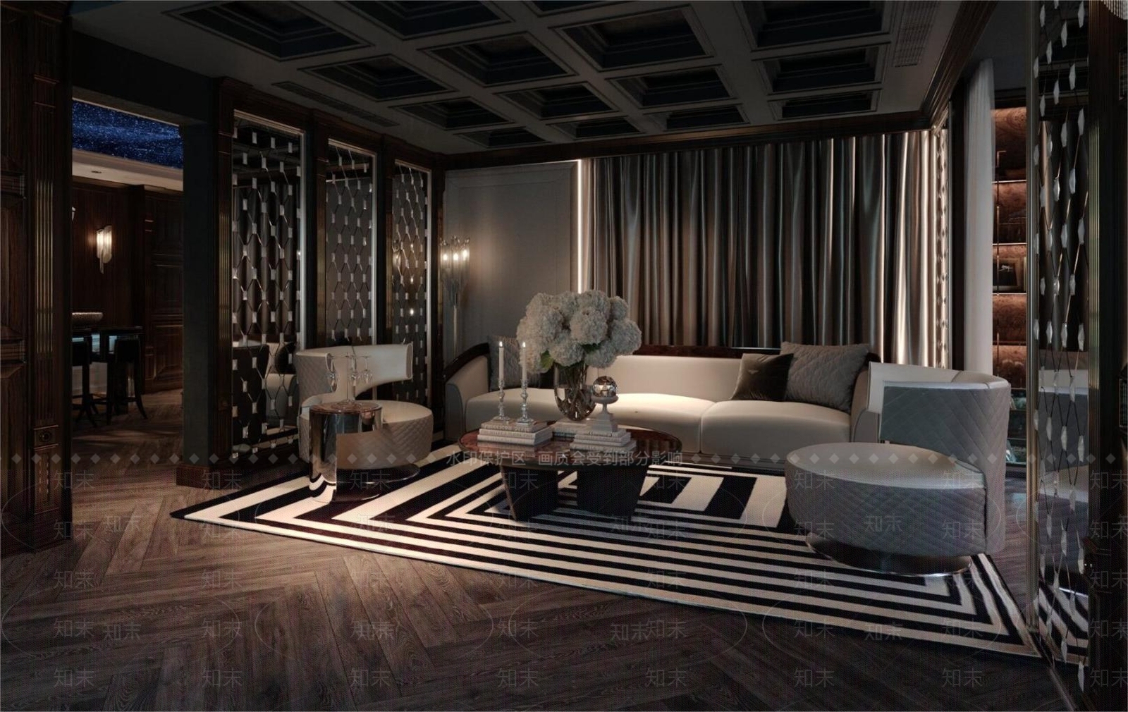 哥特风格酒店KTV酒柜吊顶吧台3D模型下载【ID:1142553805】