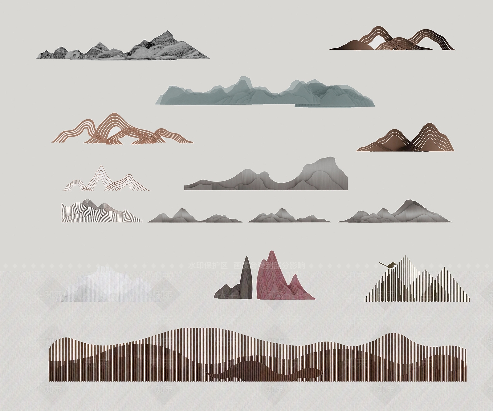 新中式假山3D模型下载【ID:1142555248】