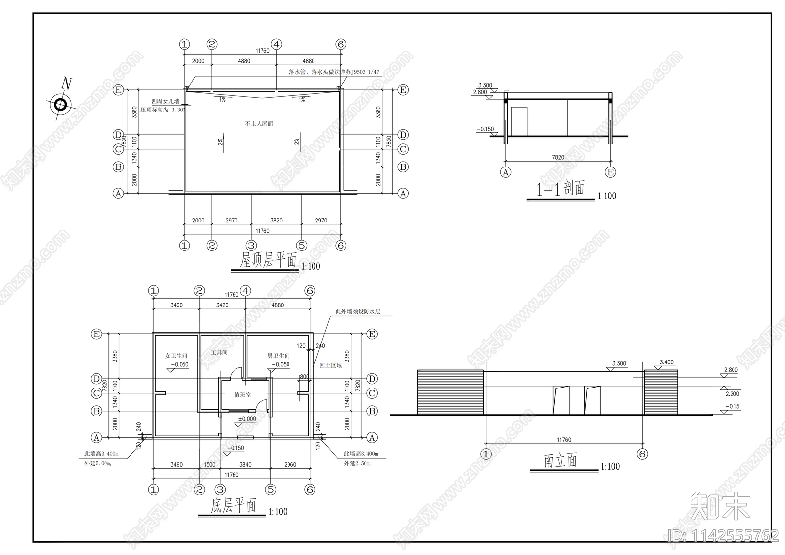 公园景观cad施工图下载【ID:1142555762】