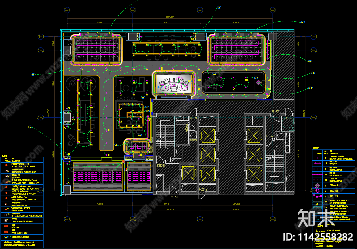 办公室室内装修cad施工图下载【ID:1142558282】