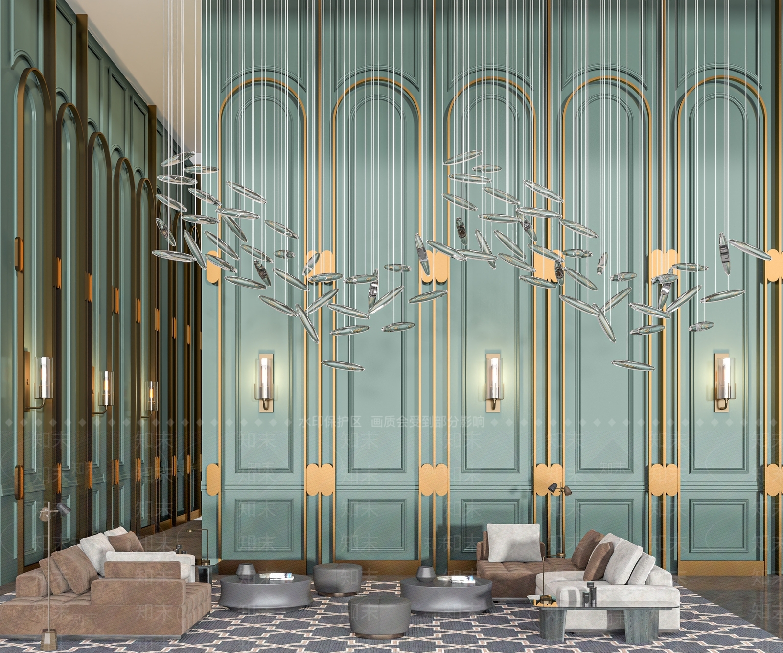 酒店大堂吧沙发休息区3D模型下载【ID:1142558500】