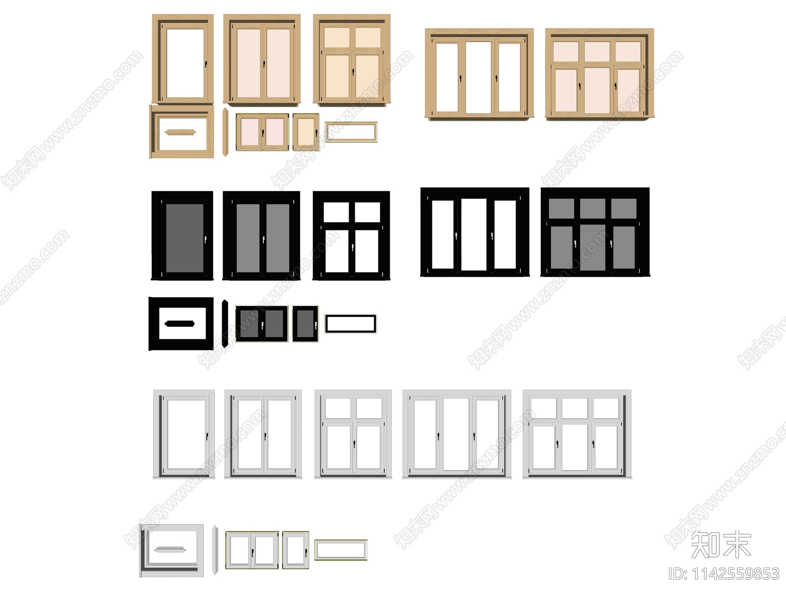 现代窗户组合SU模型下载【ID:1142559853】