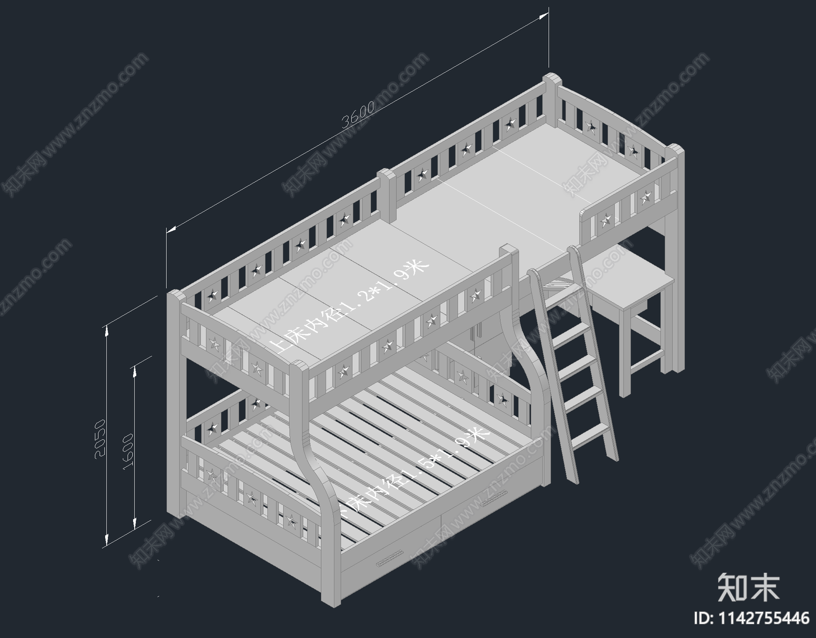 上下床cad施工图下载【ID:1142755446】