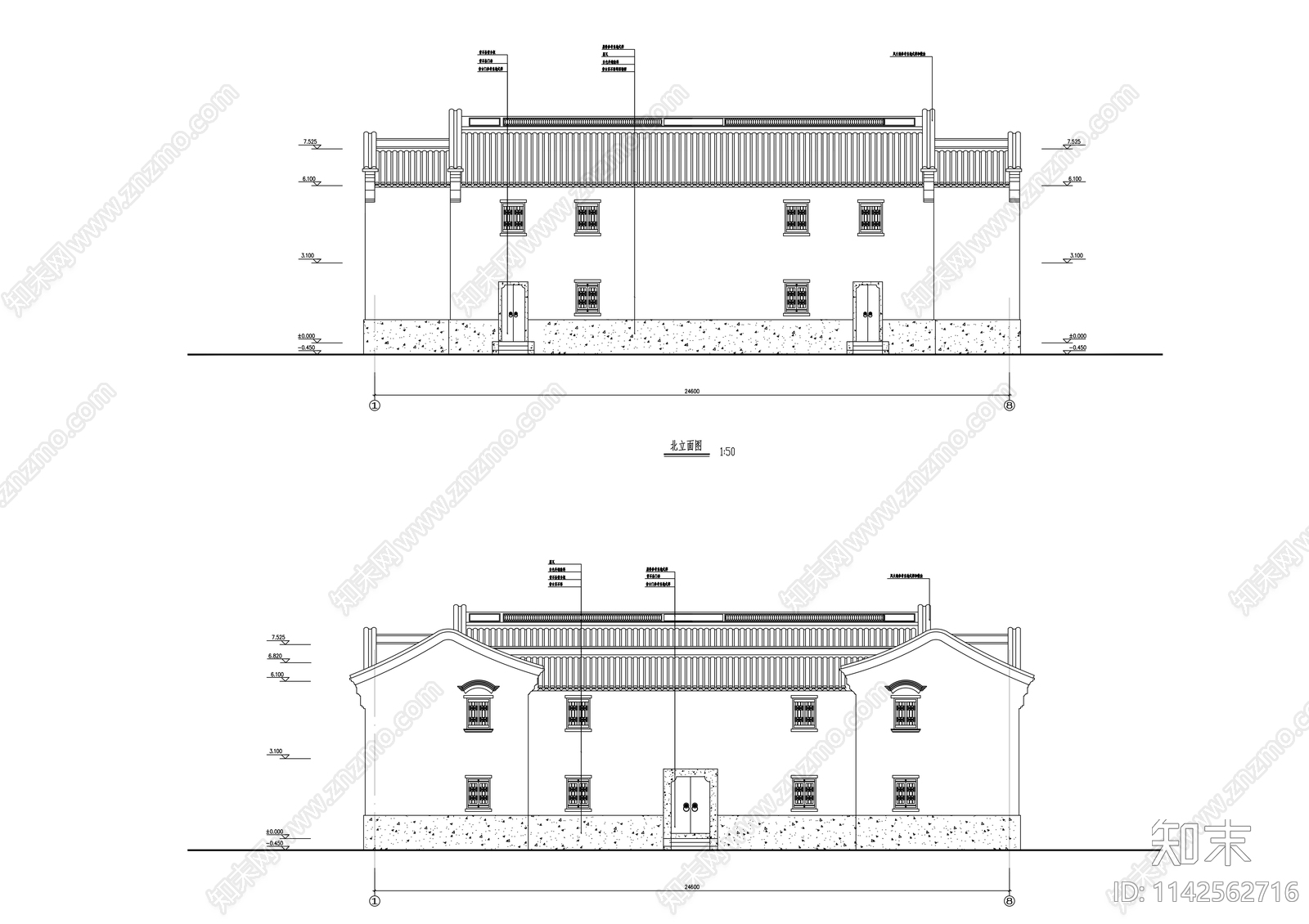 仿古建筑cad施工图下载【ID:1142562716】