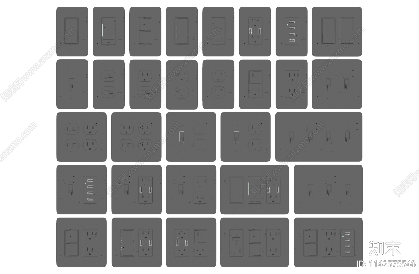 现代开关插座组合SU模型下载【ID:1142575548】