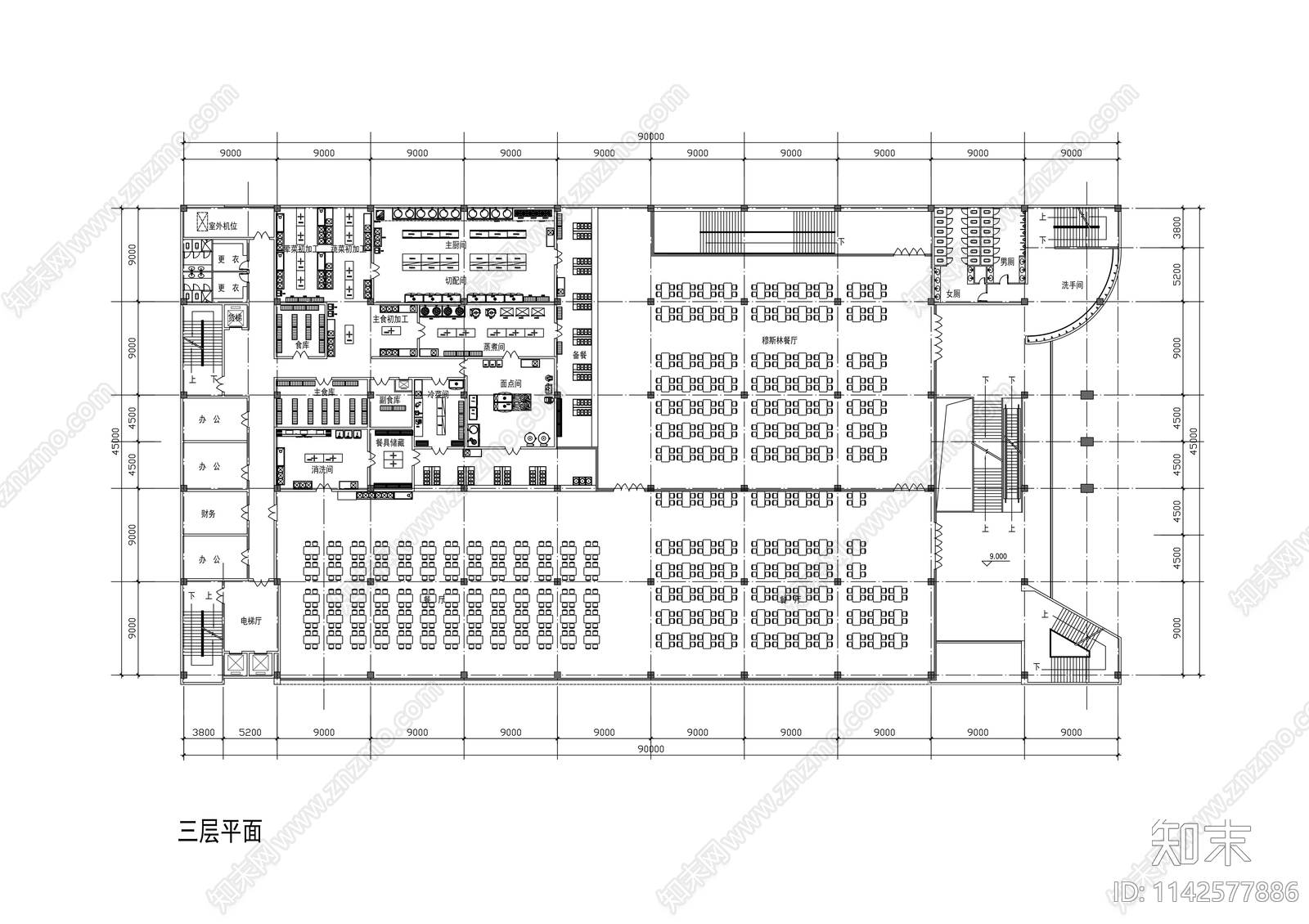 大学食堂建筑cad施工图下载【ID:1142577886】