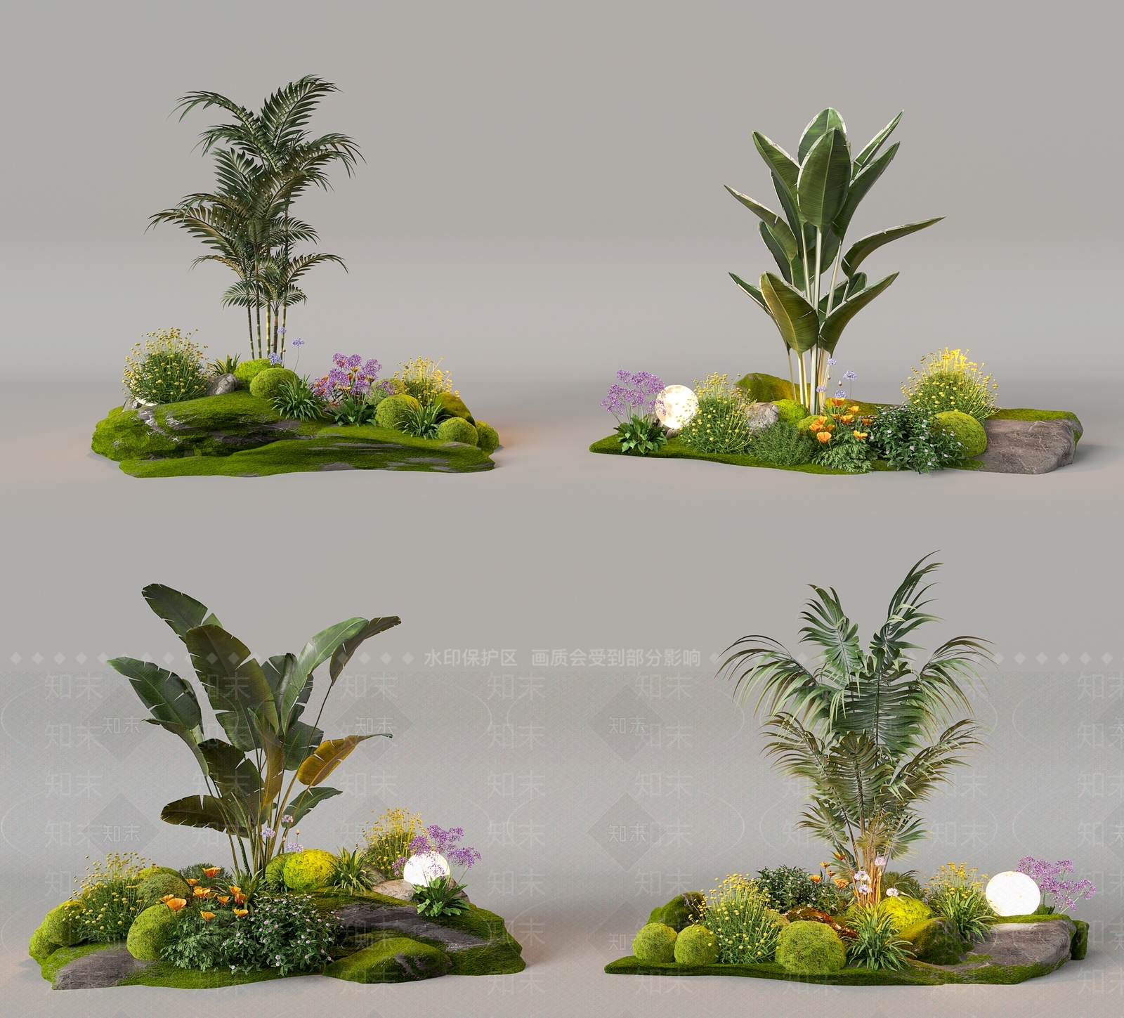 现代植物堆3D模型下载【ID:1142583654】_知末3d模型网