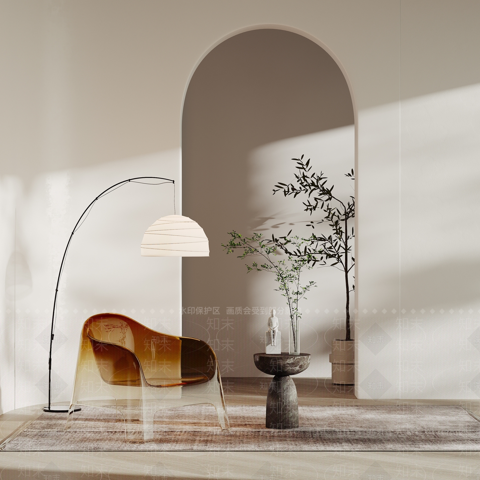 现代简约亚克力渐变休闲椅3d模型3D模型下载【ID:1142583933】