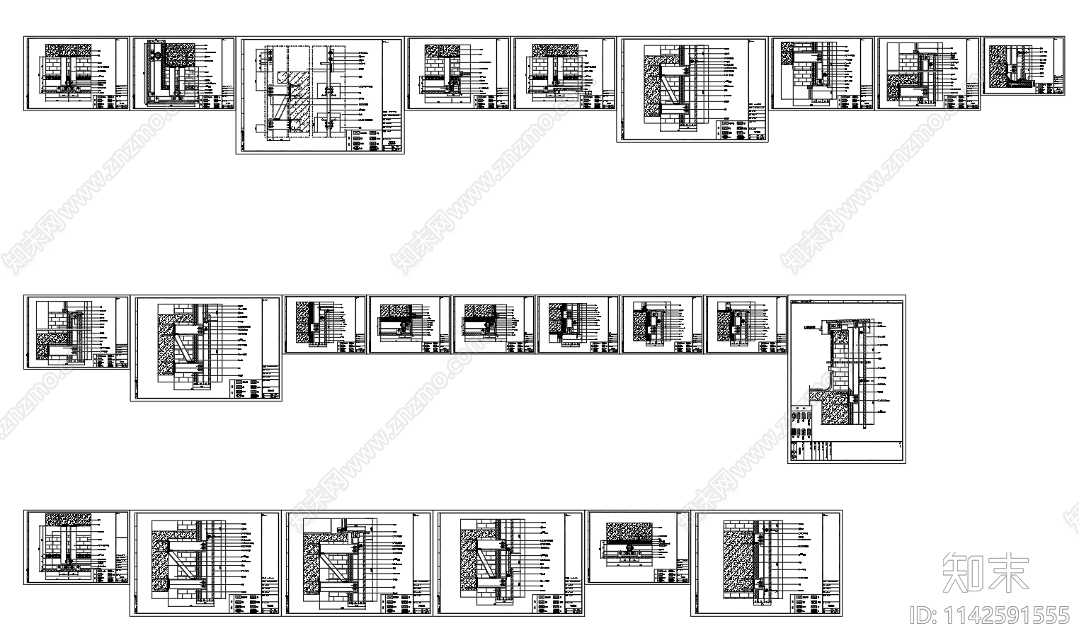 石材幕墙节点cad施工图下载【ID:1142591555】
