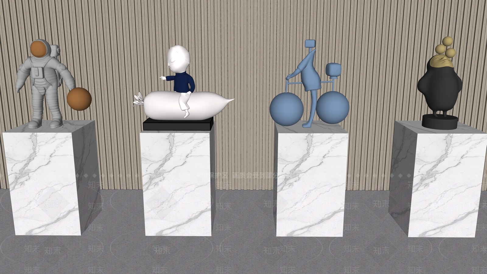 现代雕塑摆件SU模型下载【ID:1142592002】