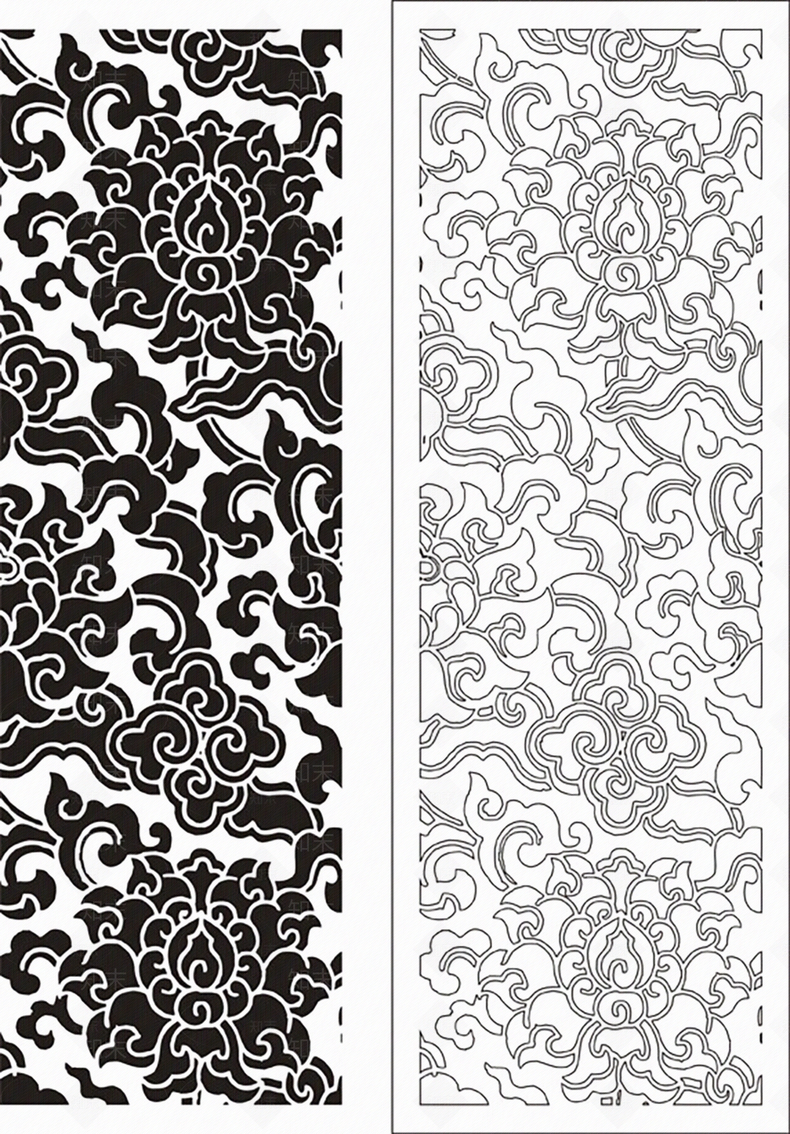 中式云纹黑白遮罩凹凸贴图下载【ID:1142596002】