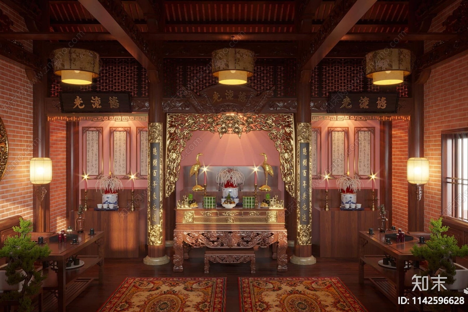 中式祠堂3D模型下载【ID:1142596628】