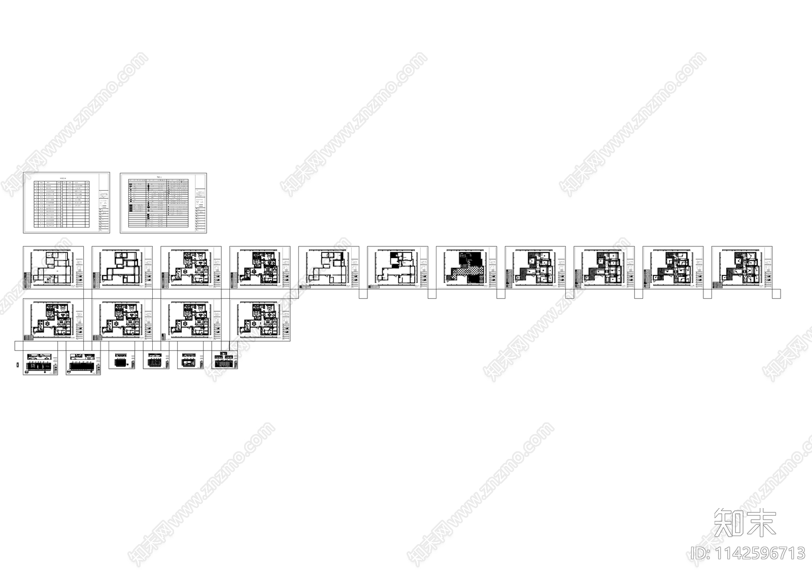 美式大平层家装室内装修cad施工图下载【ID:1142596713】